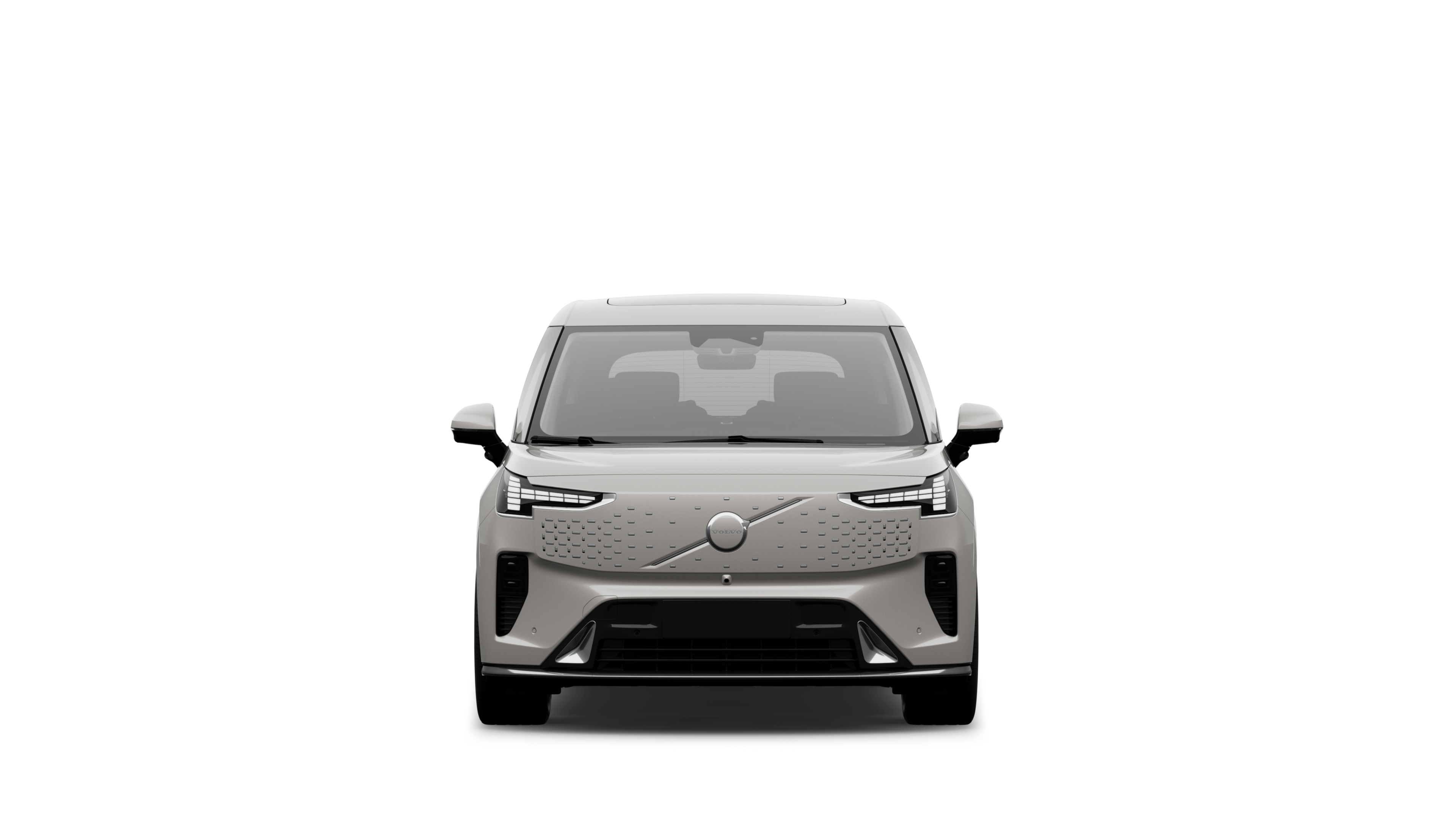 沃尔沃汽车在普通工作室背景中的前视图。