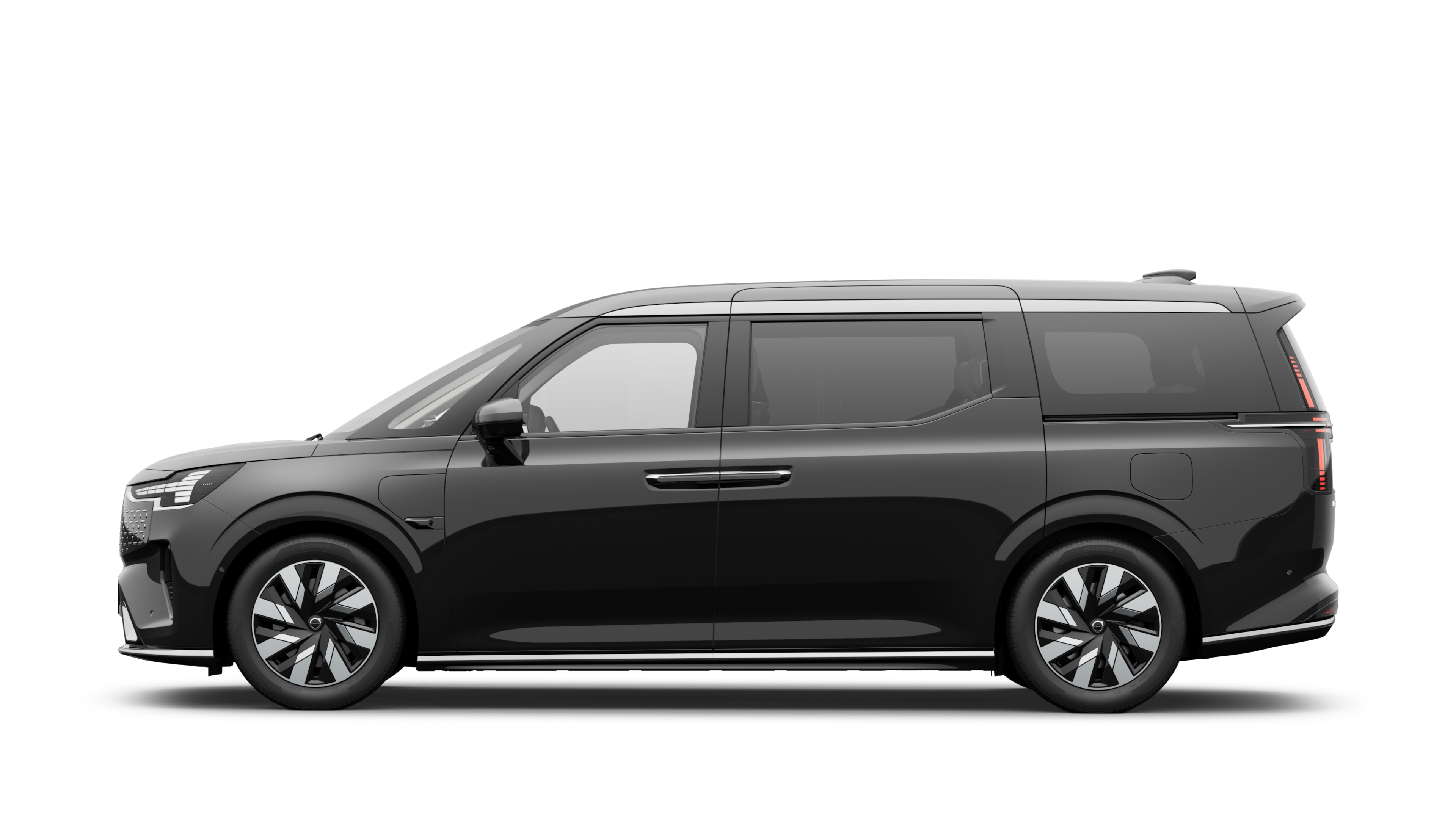 沃尔沃汽车在朴素的工作室背景下的侧视图。不存在其他详细信息或标识符。