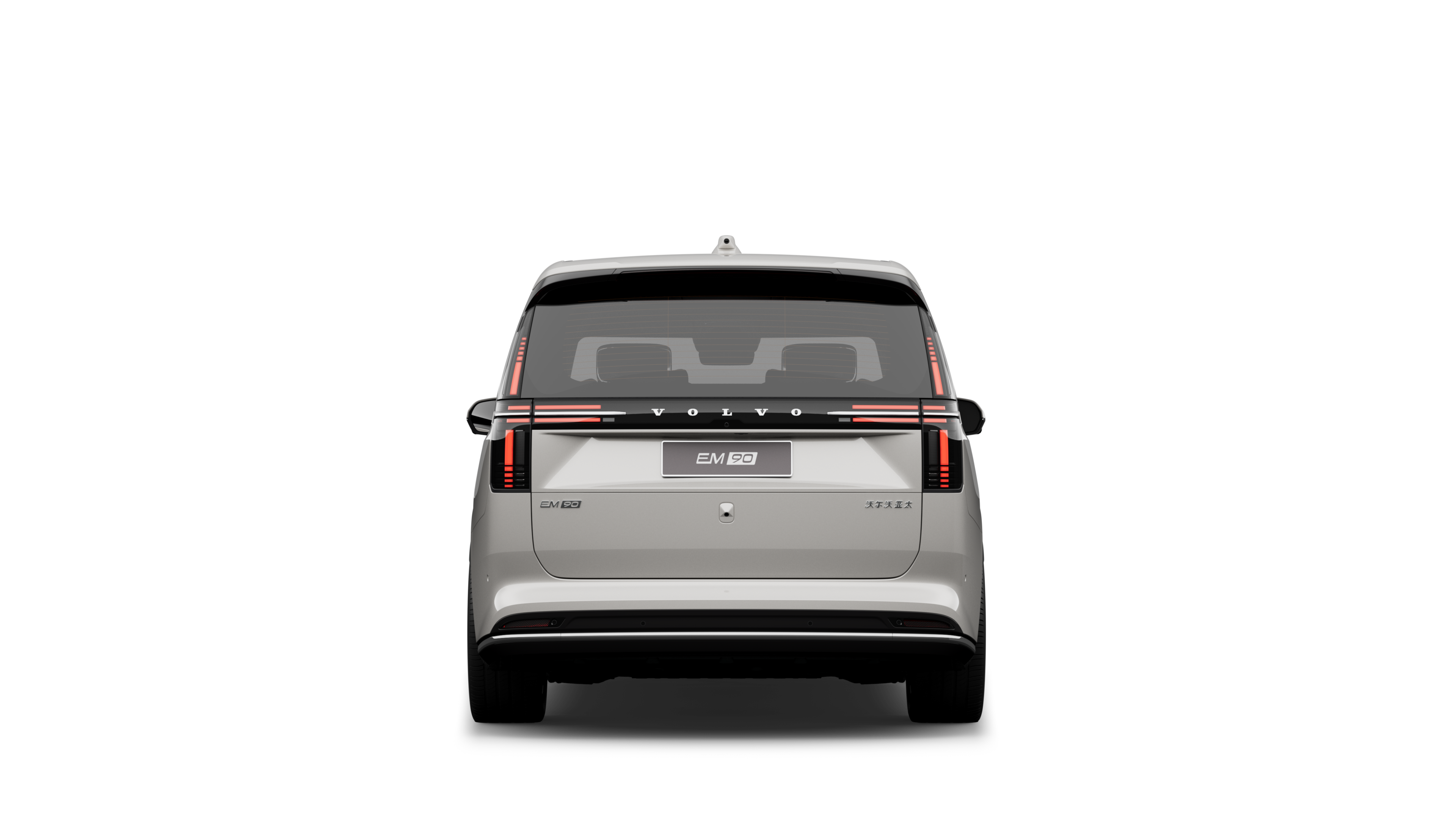 沃尔沃汽车后视图在朴素的工作室背景下。