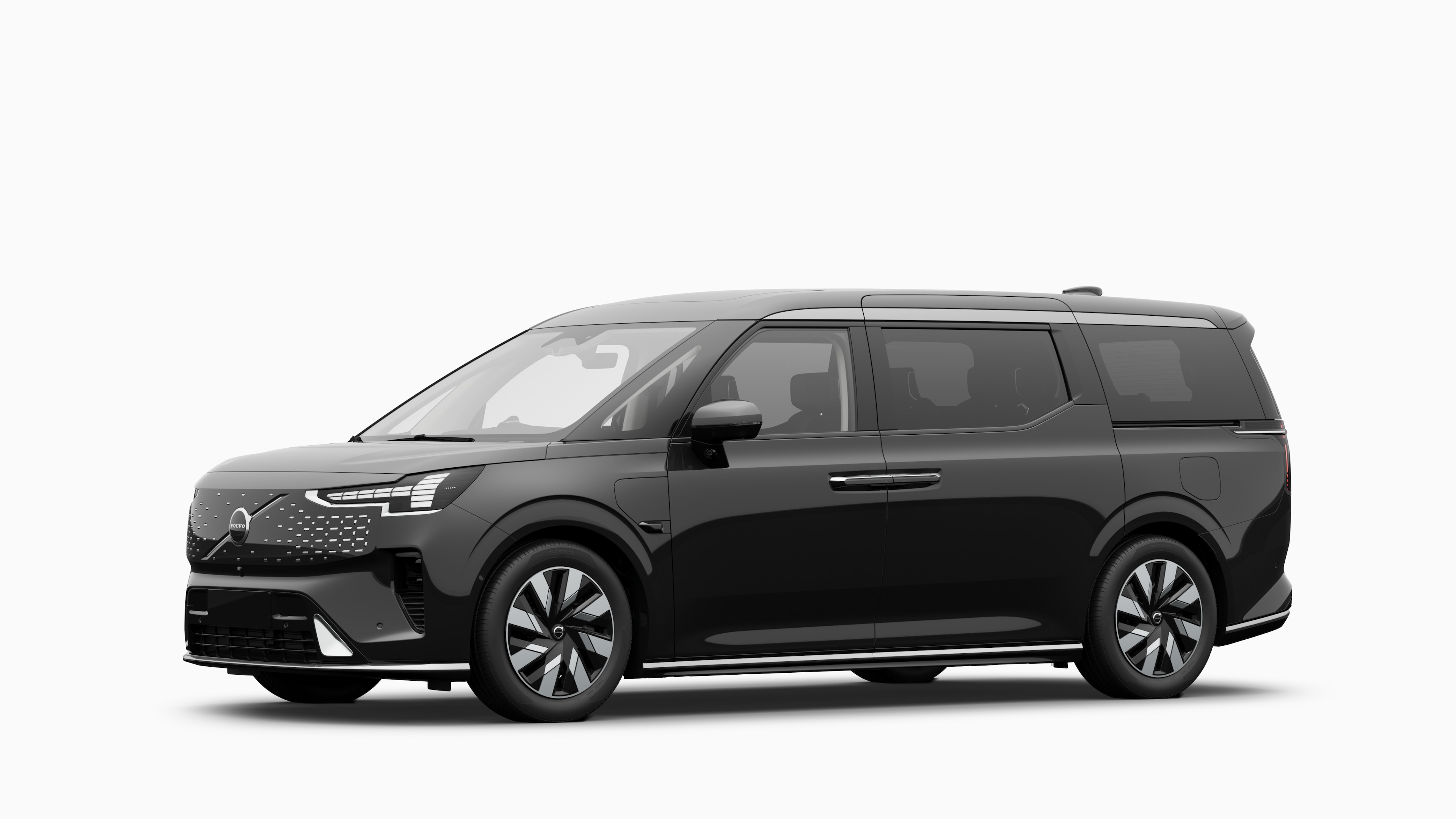 沃尔沃汽车外观四分之三视图，朴素的工作室背景。