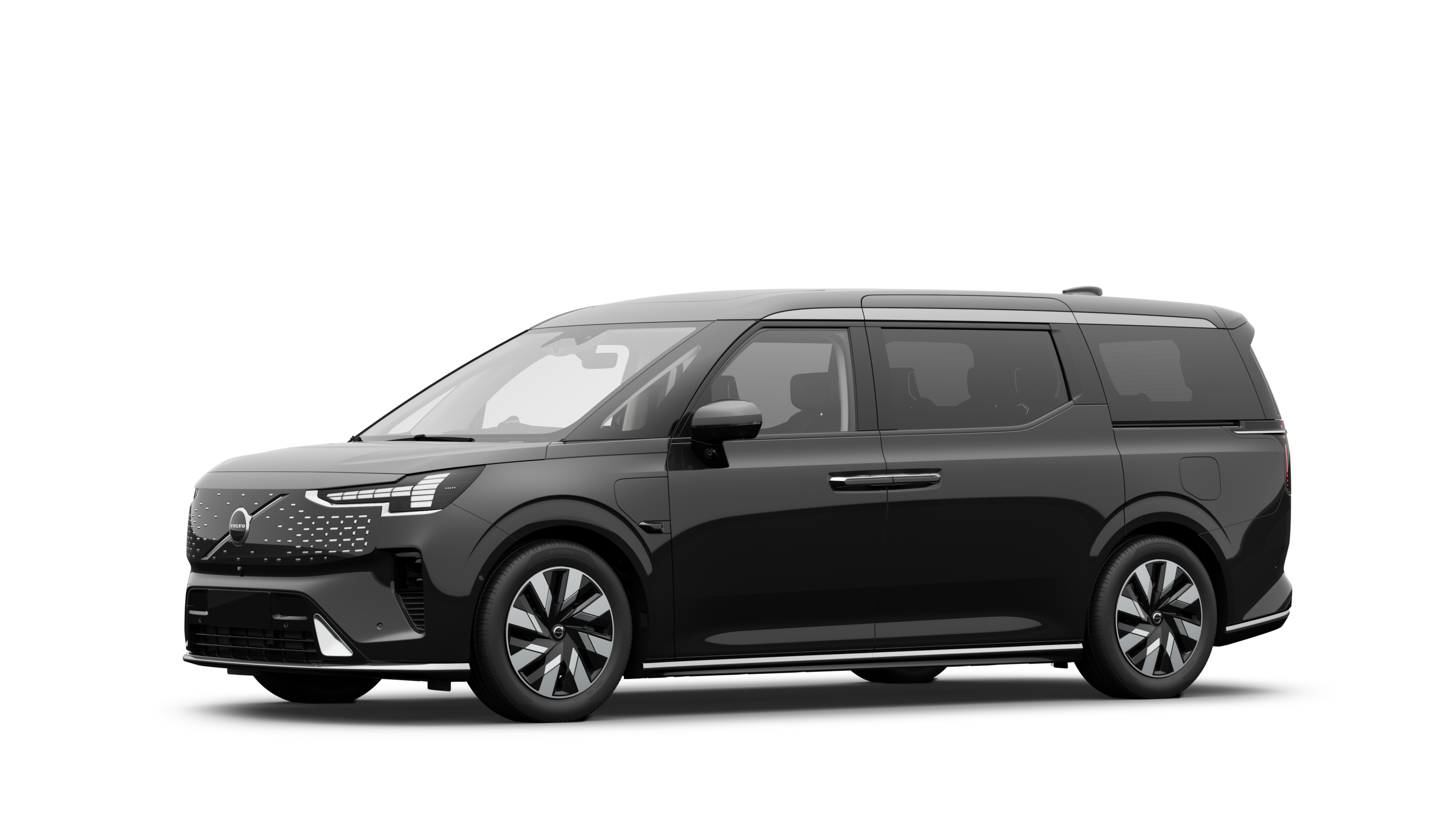 沃尔沃汽车外观四分之三视图，朴素的工作室背景。