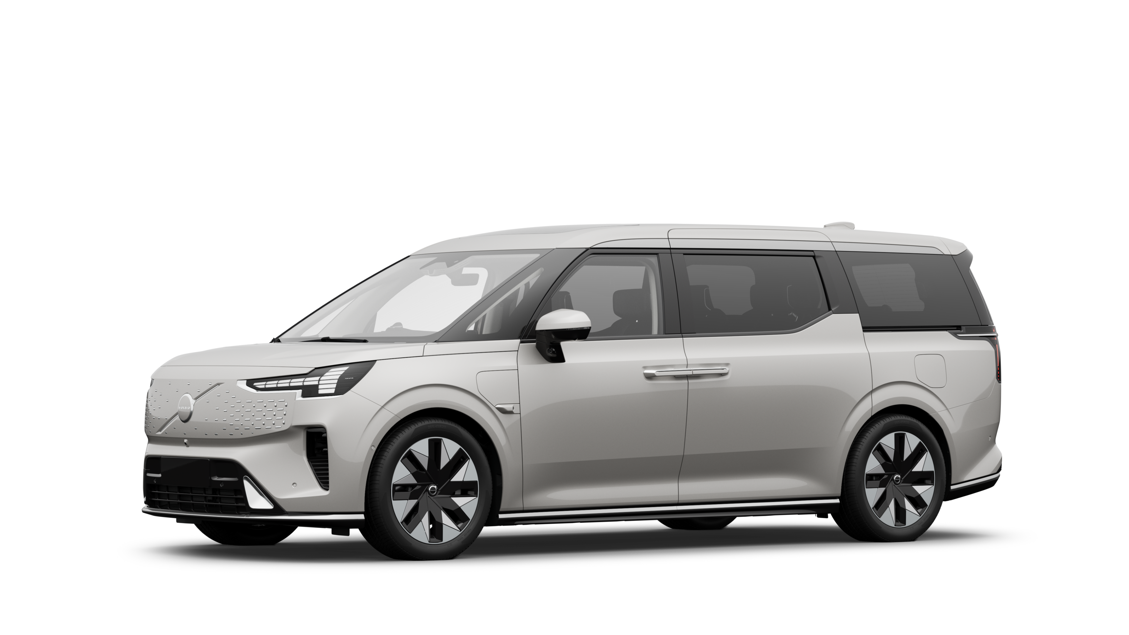 沃尔沃汽车外观四分之三视图，朴素的工作室背景。