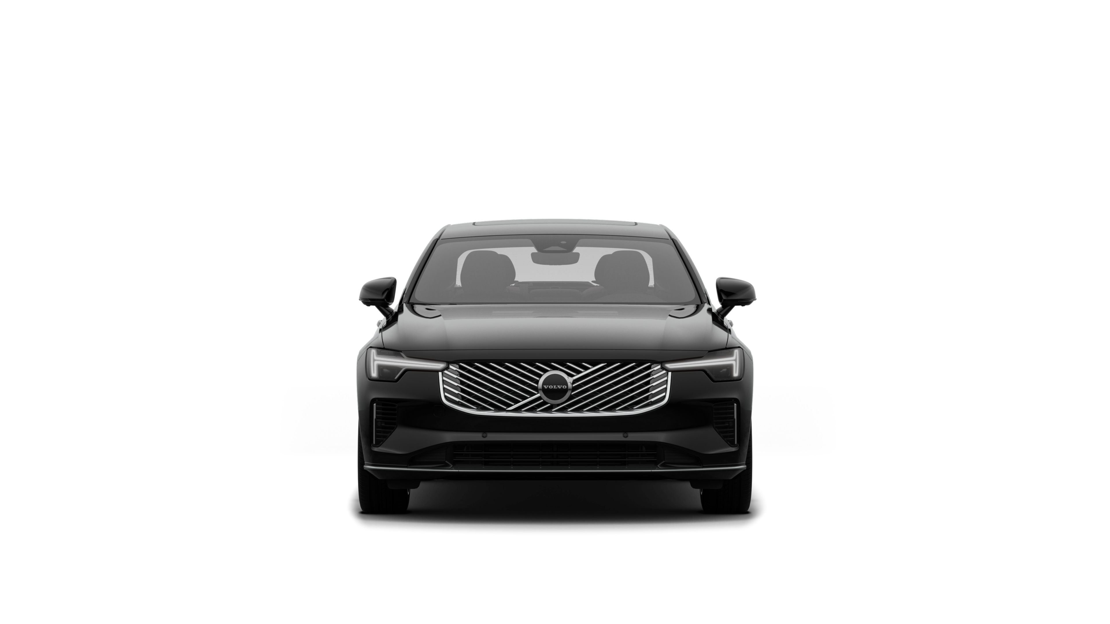 沃尔沃汽车在普通工作室背景中的前视图。