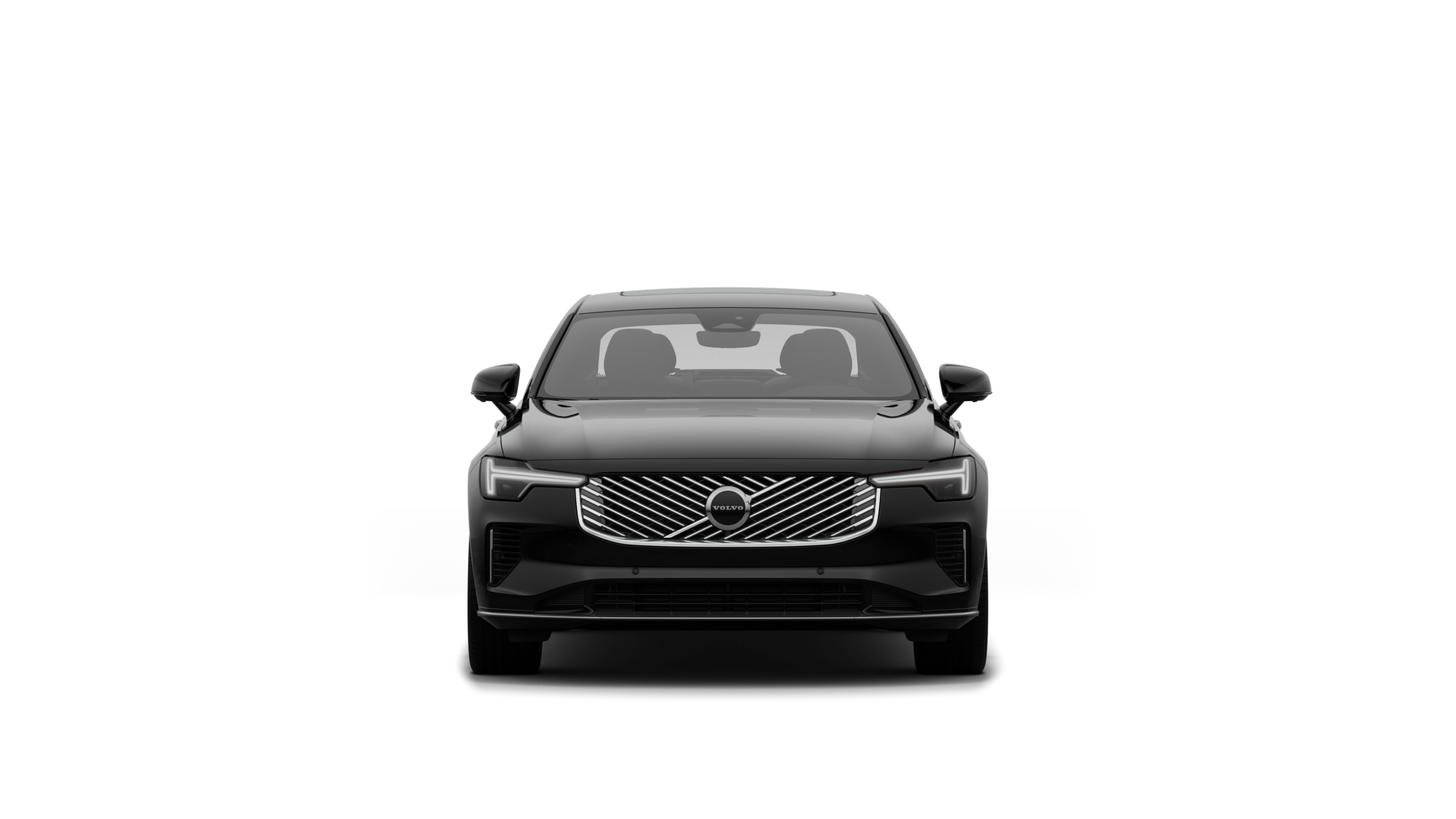 沃尔沃汽车在普通工作室背景中的前视图。