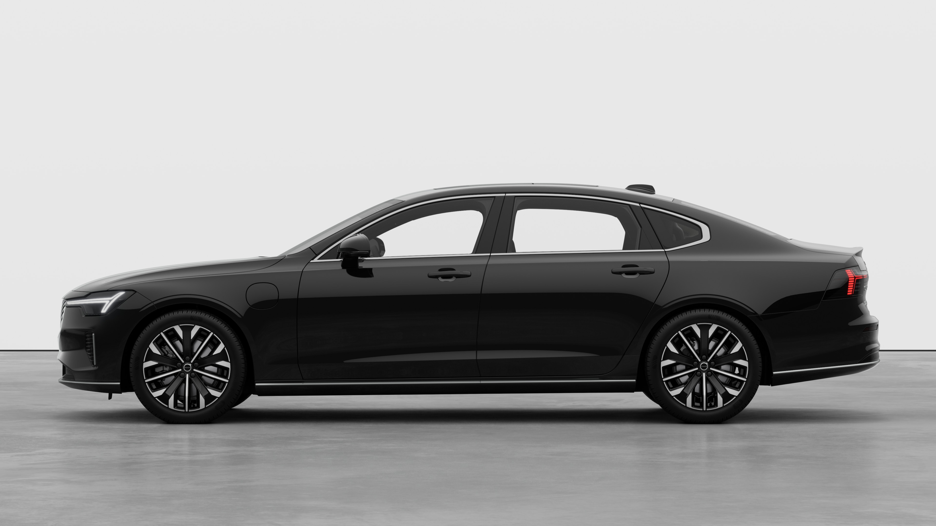 沃尔沃汽车在朴素的工作室背景下的侧视图。不存在其他详细信息或标识符。