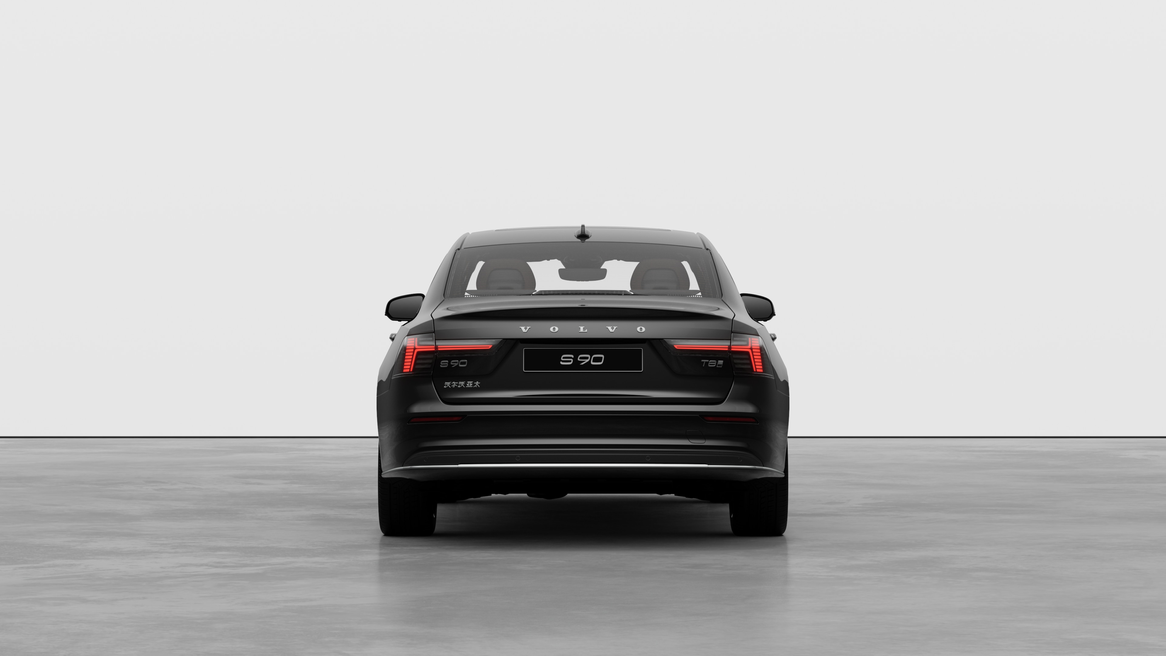 沃尔沃汽车后视图在朴素的工作室背景下。