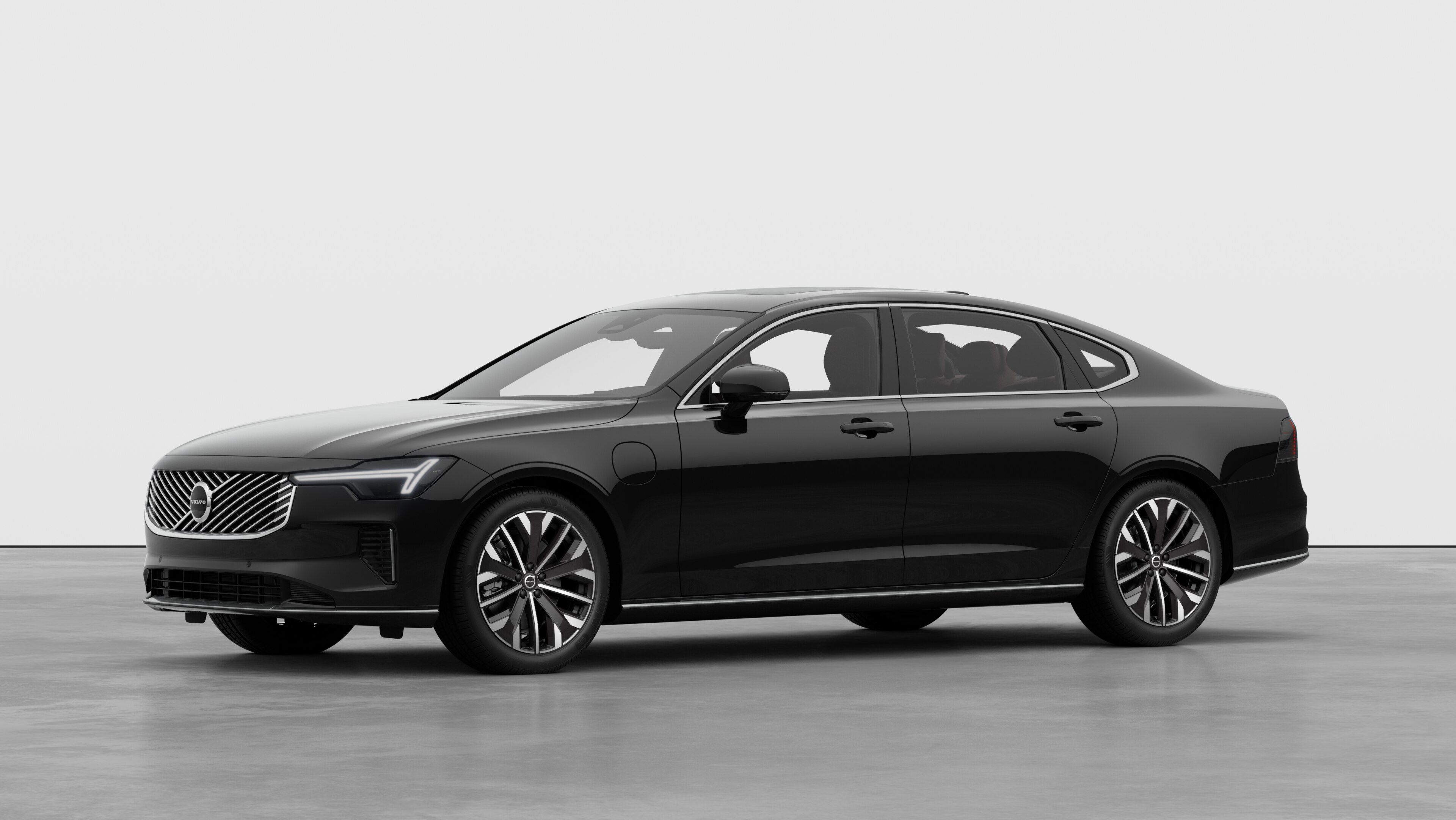 沃尔沃汽车外观四分之三视图，朴素的工作室背景。