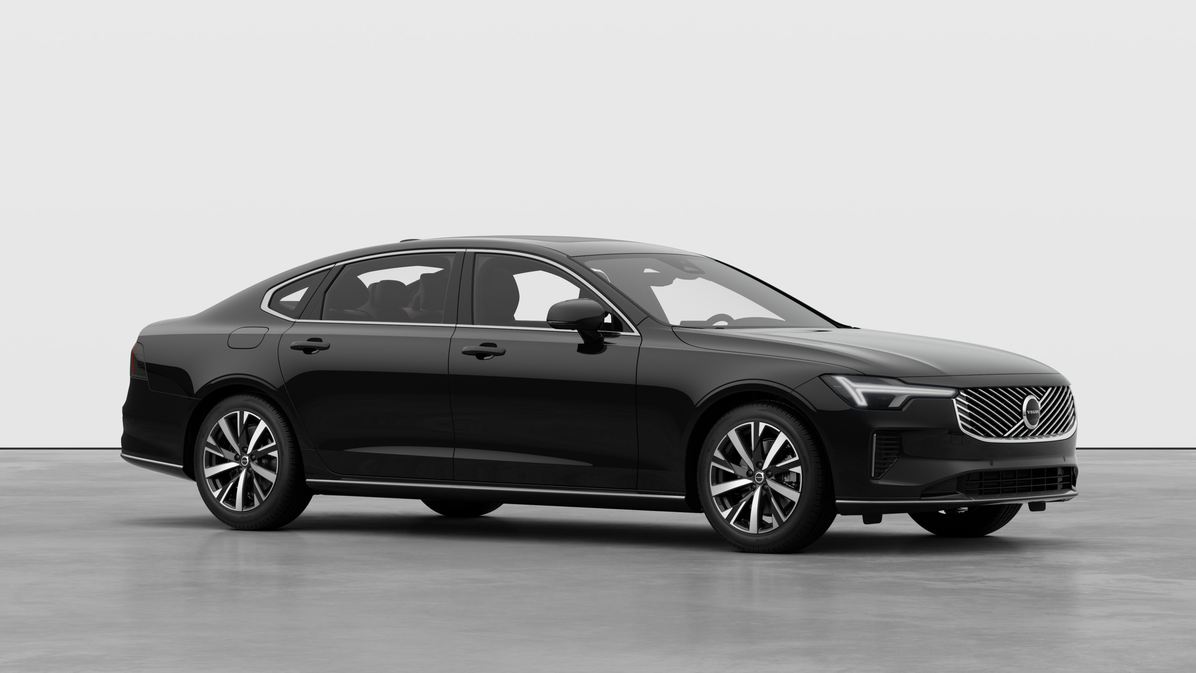 沃尔沃汽车外观，四分之三的视图，在朴素的工作室背景中。