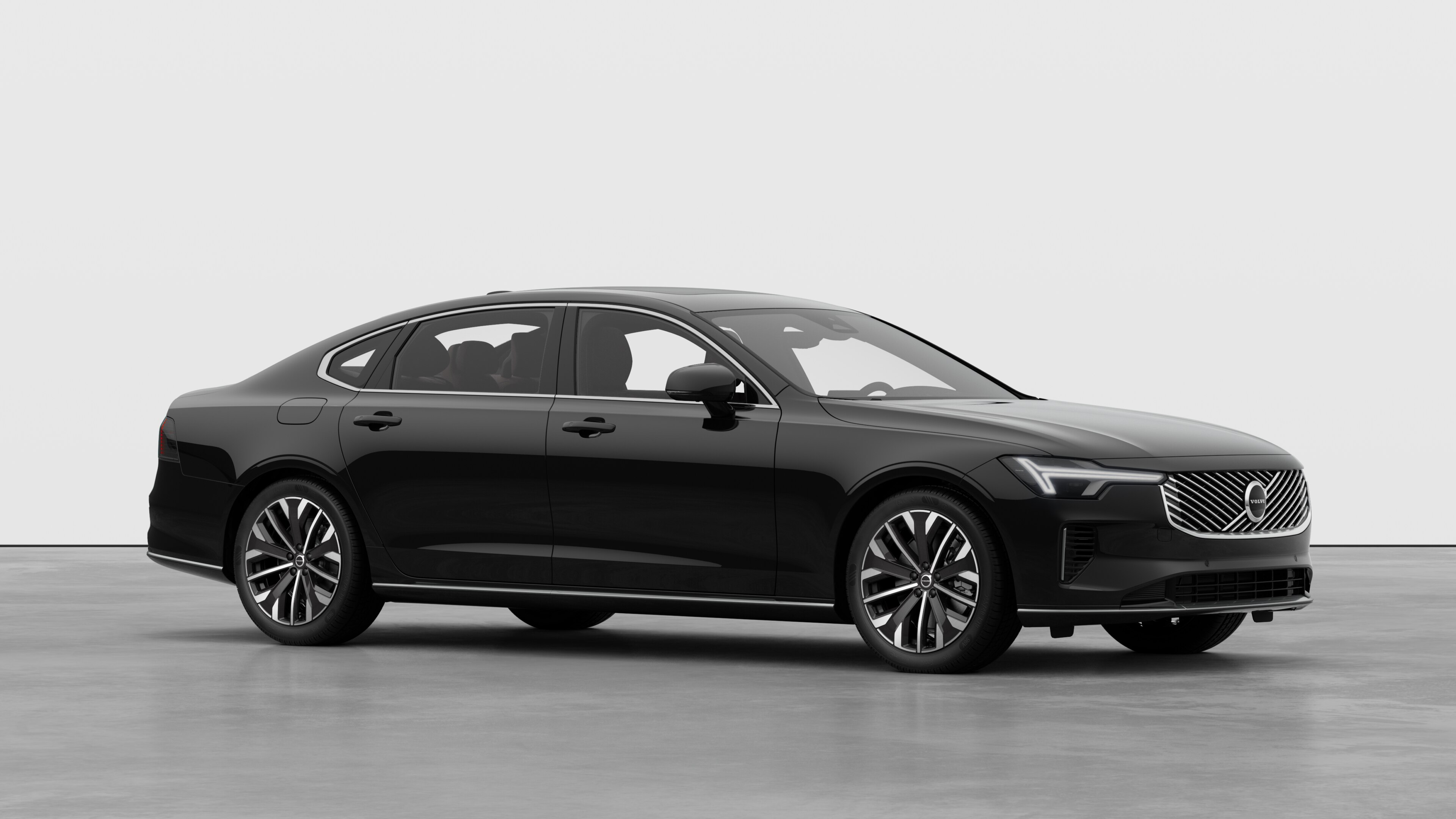 沃尔沃汽车外观，四分之三的视图，在朴素的工作室背景中。