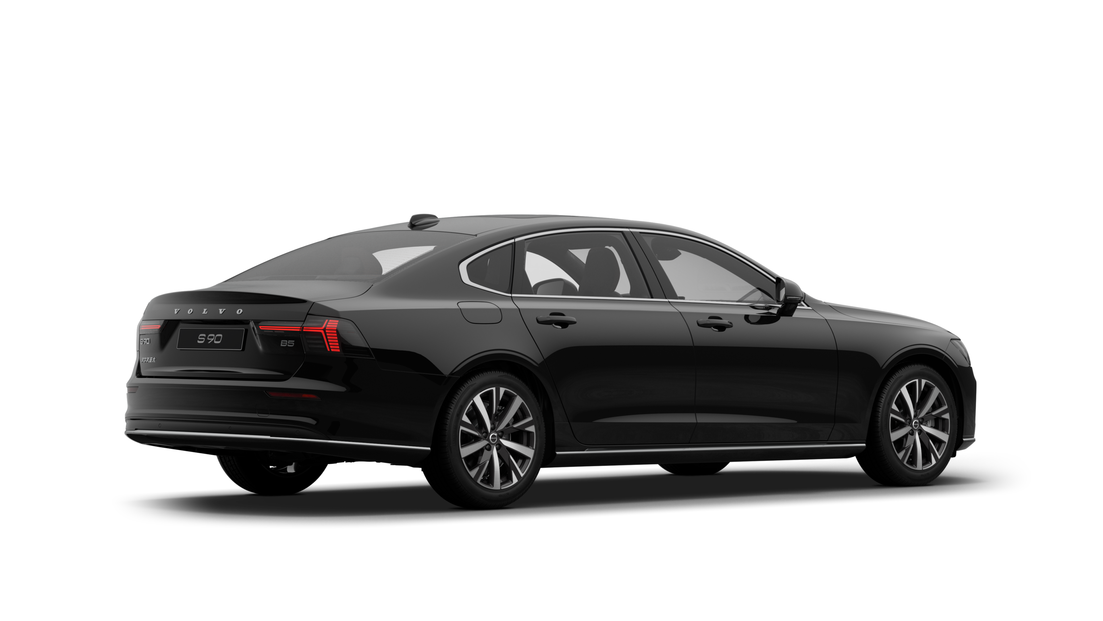 沃尔沃汽车后部四分之三视图，在普通工作室背景上。