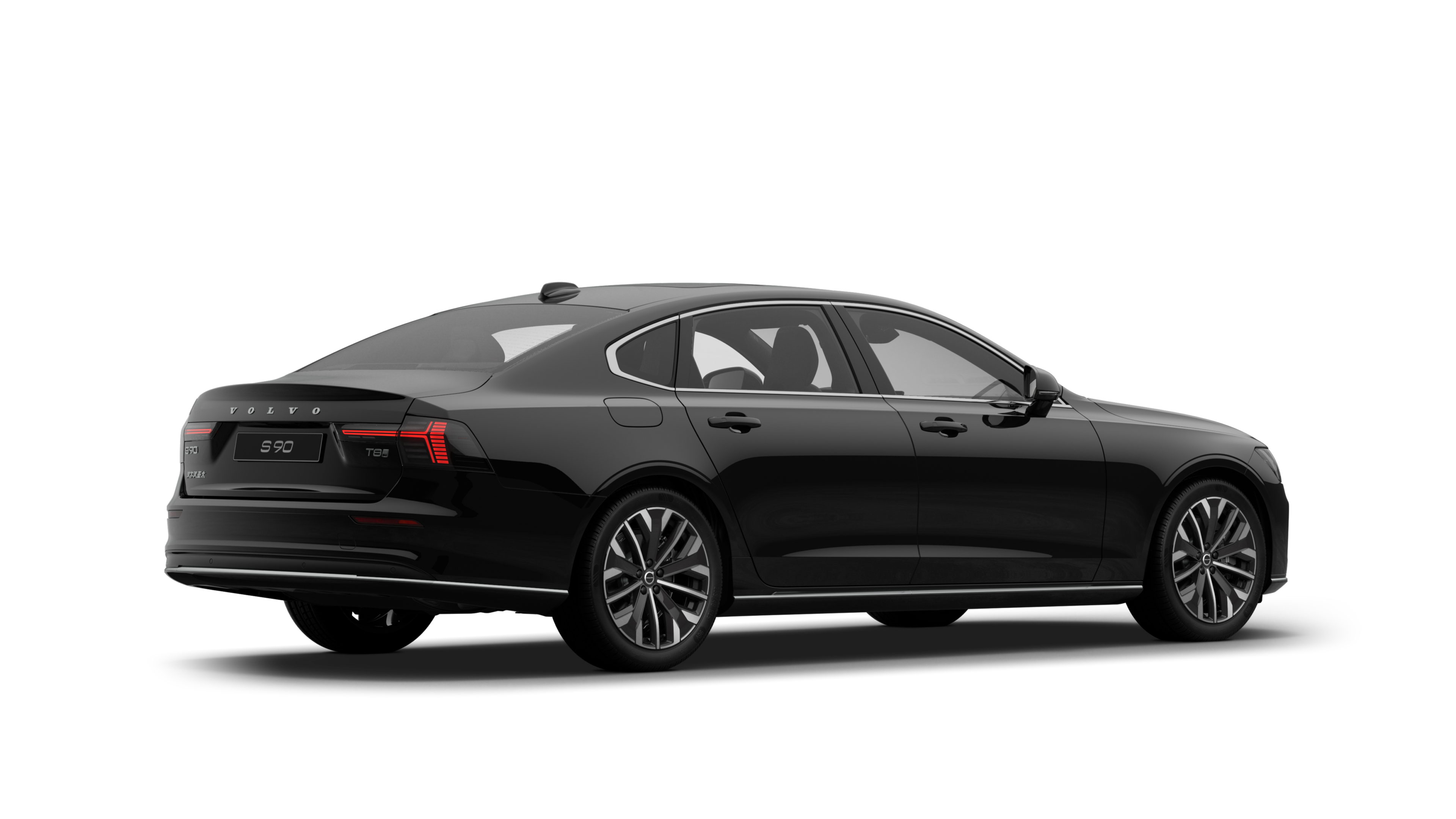 沃尔沃汽车后部四分之三视图，在普通工作室背景上。