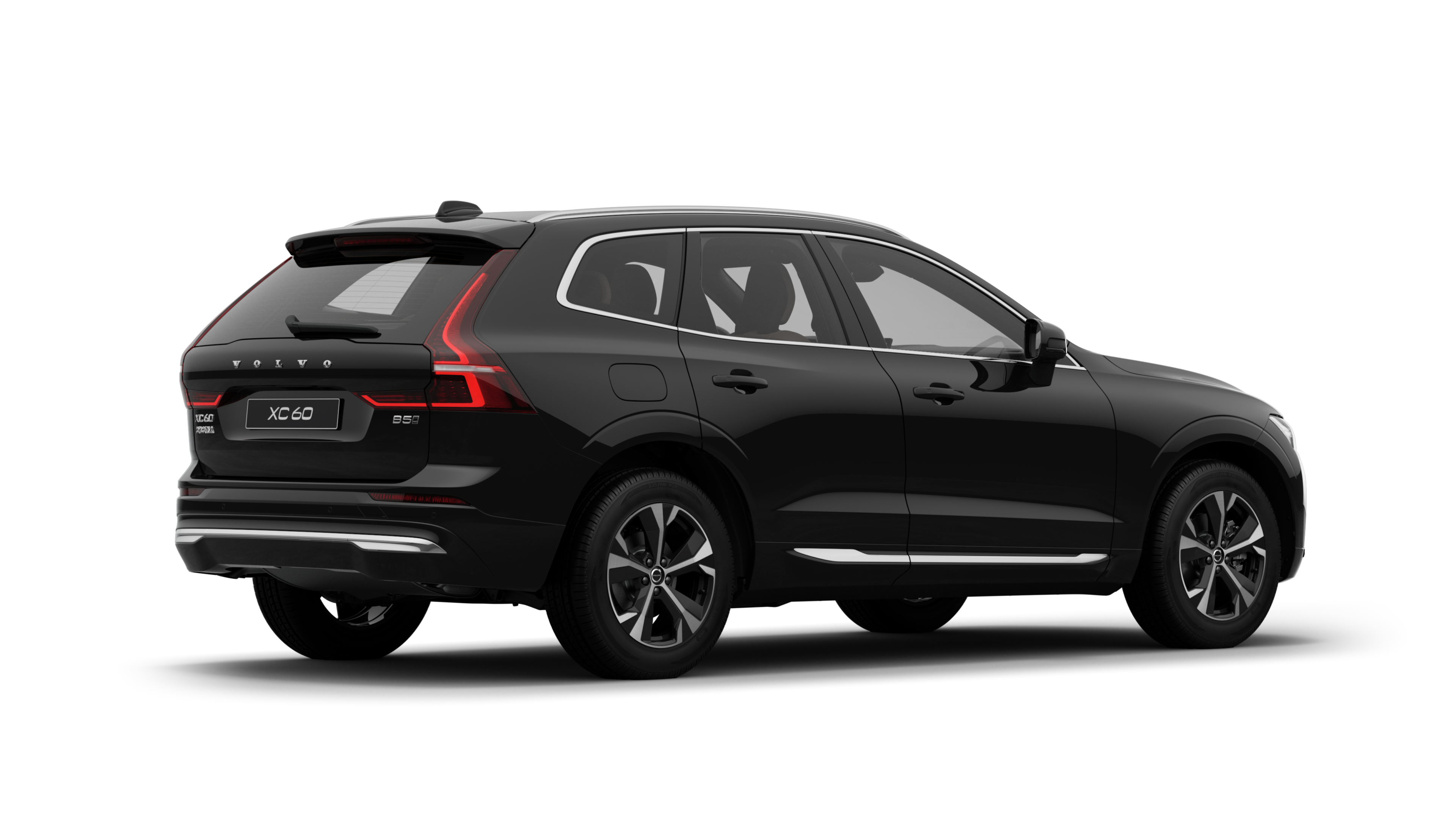 沃尔沃汽车后部四分之三视图，在普通工作室背景上。