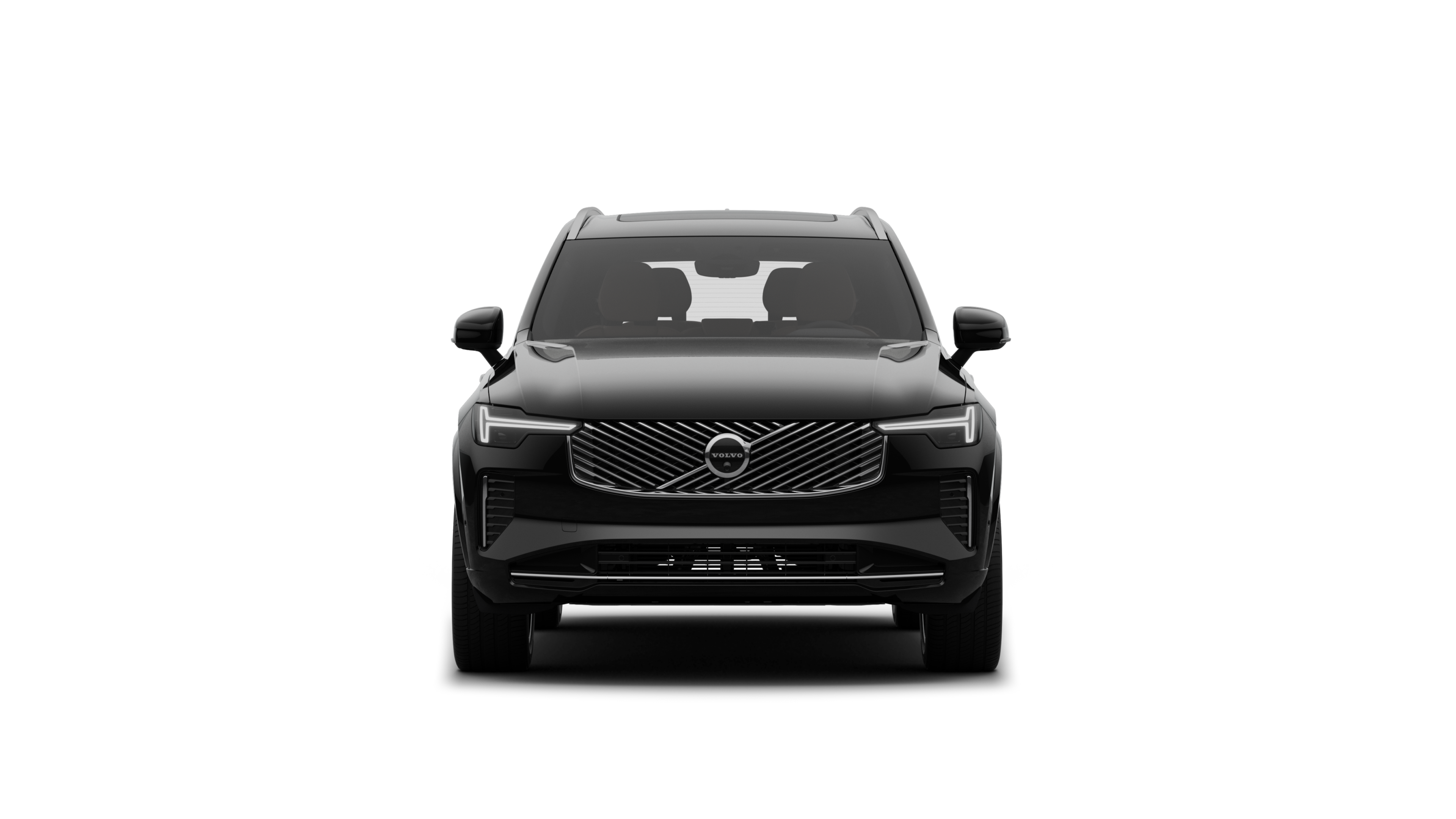 沃尔沃汽车在普通工作室背景中的前视图。