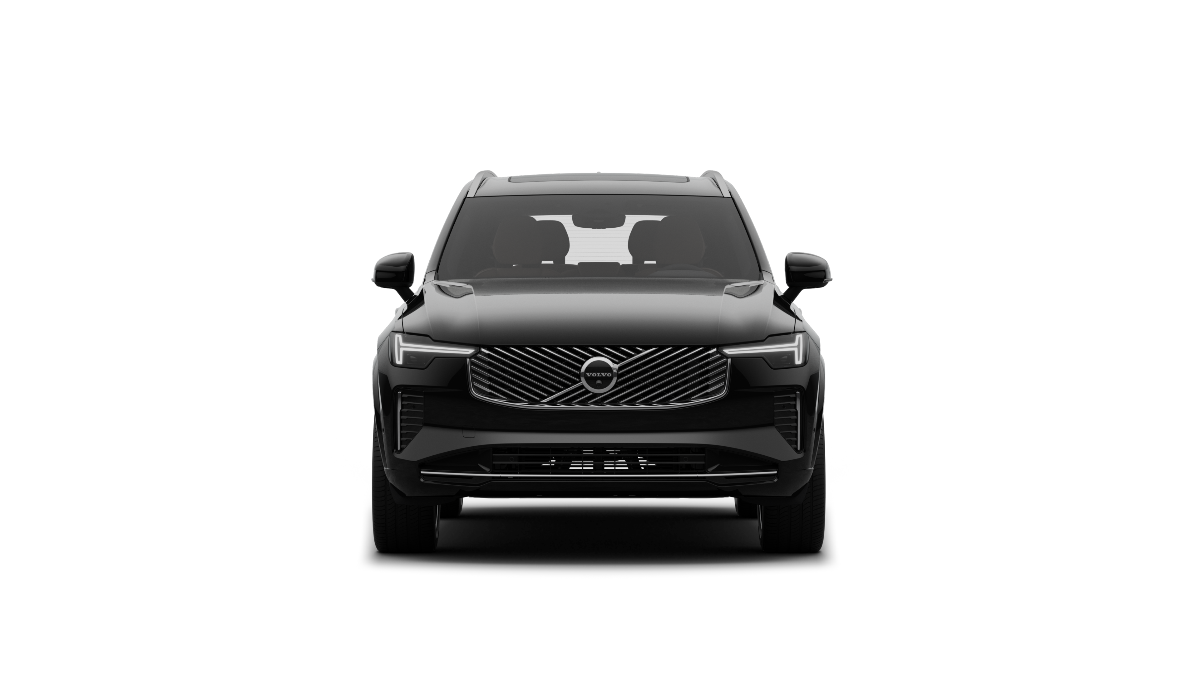 沃尔沃汽车在普通工作室背景中的前视图。