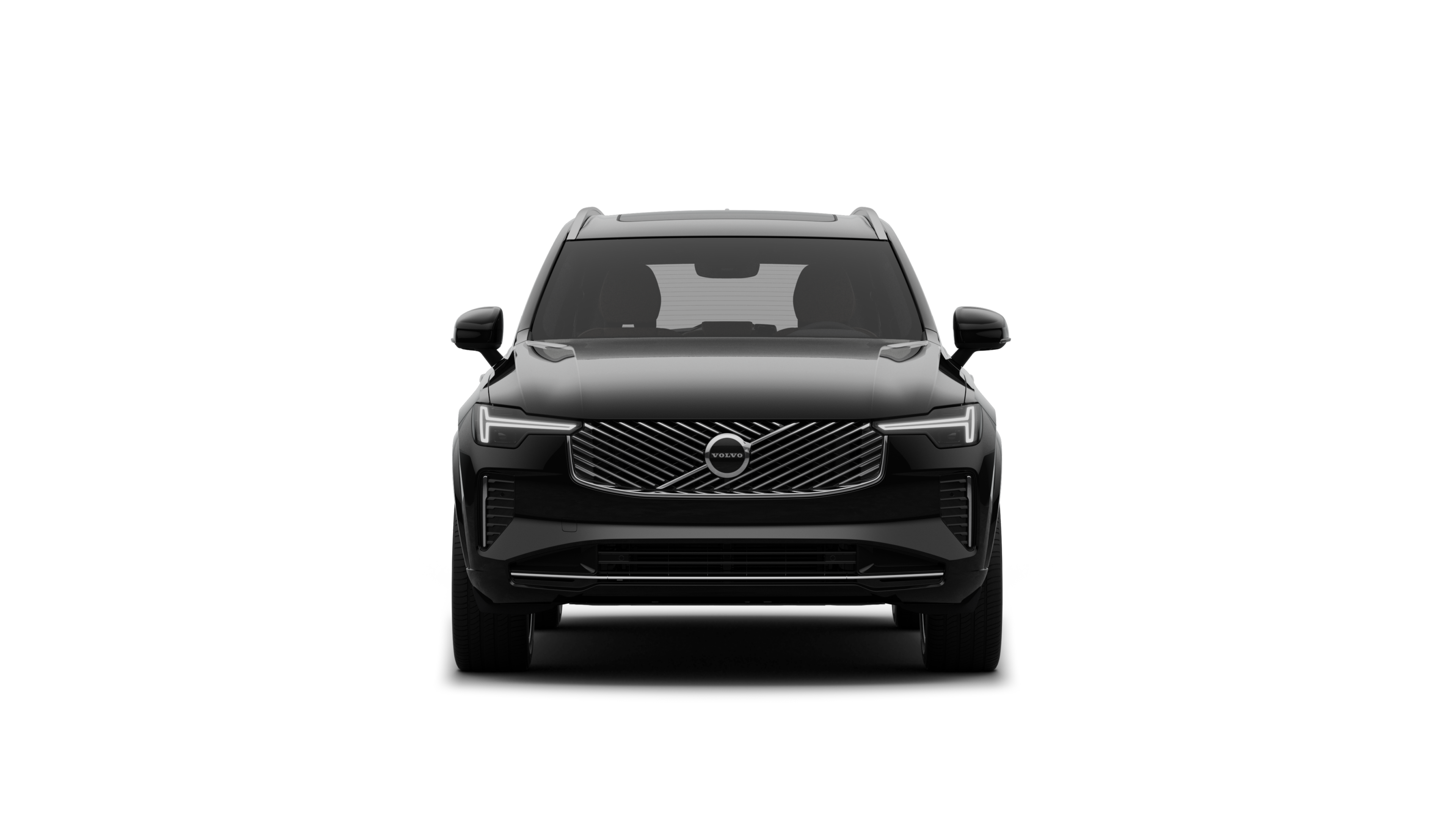 沃尔沃汽车在普通工作室背景中的前视图。