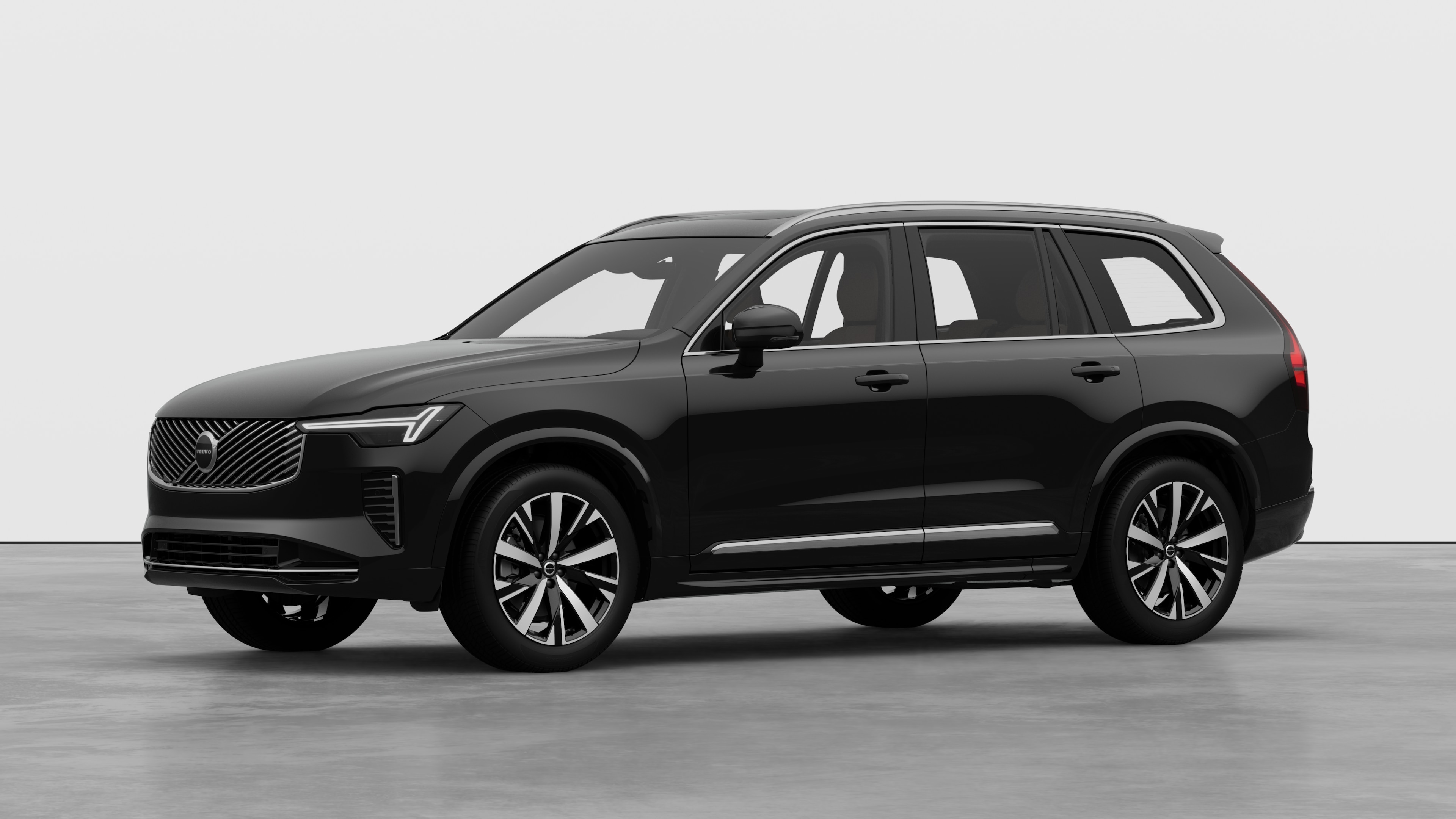 沃尔沃汽车外观四分之三视图，朴素的工作室背景。