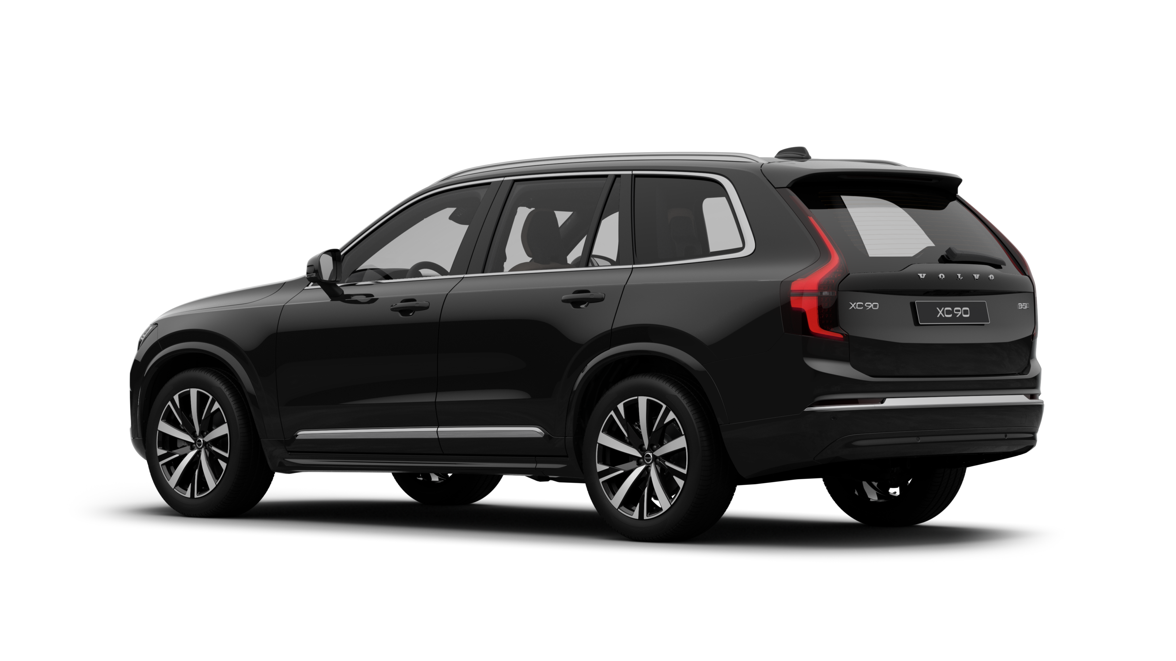 沃尔沃汽车后部四分之三视图，背景为朴素的工作室。