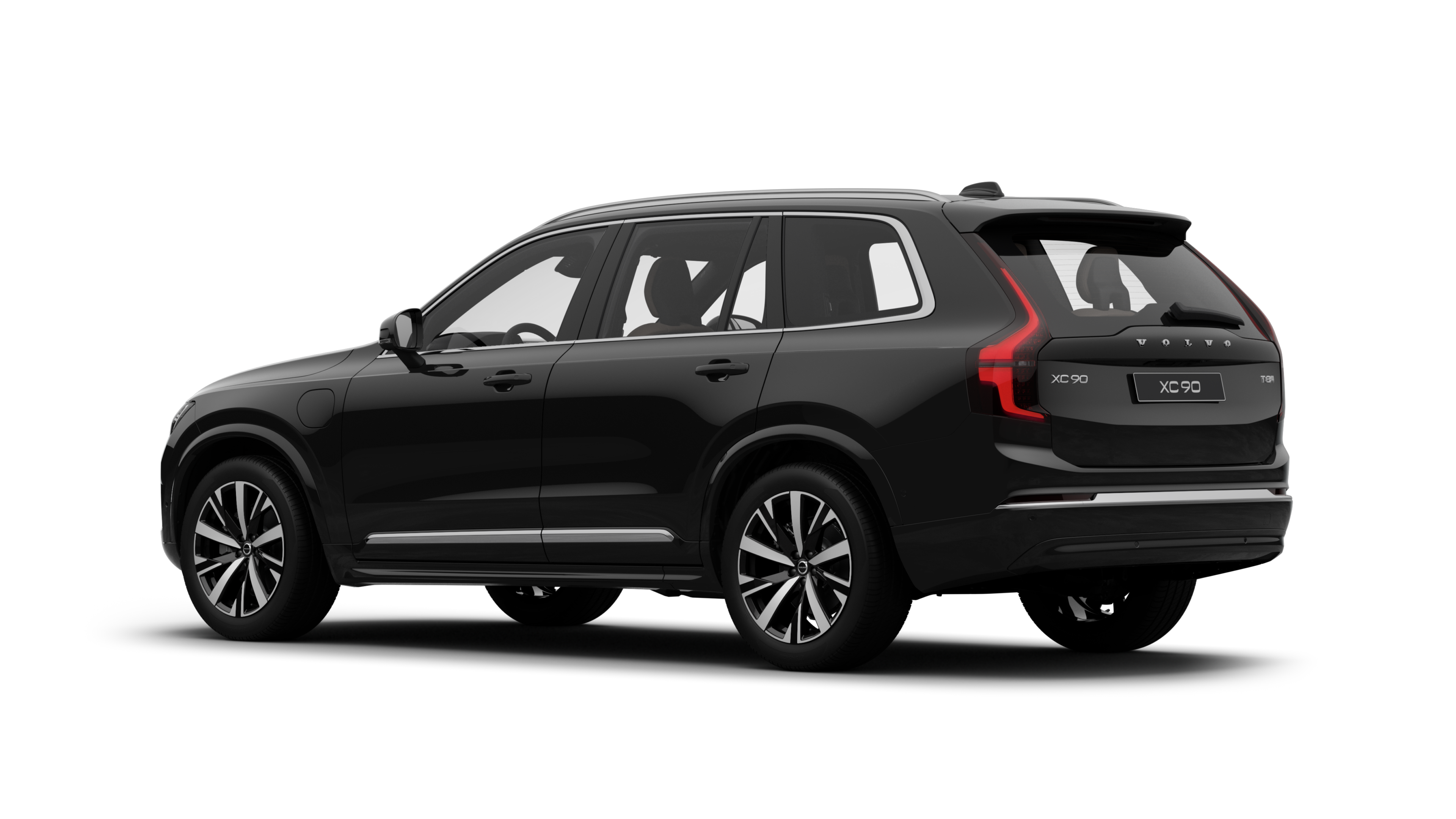 沃尔沃汽车后部四分之三视图，背景为朴素的工作室。