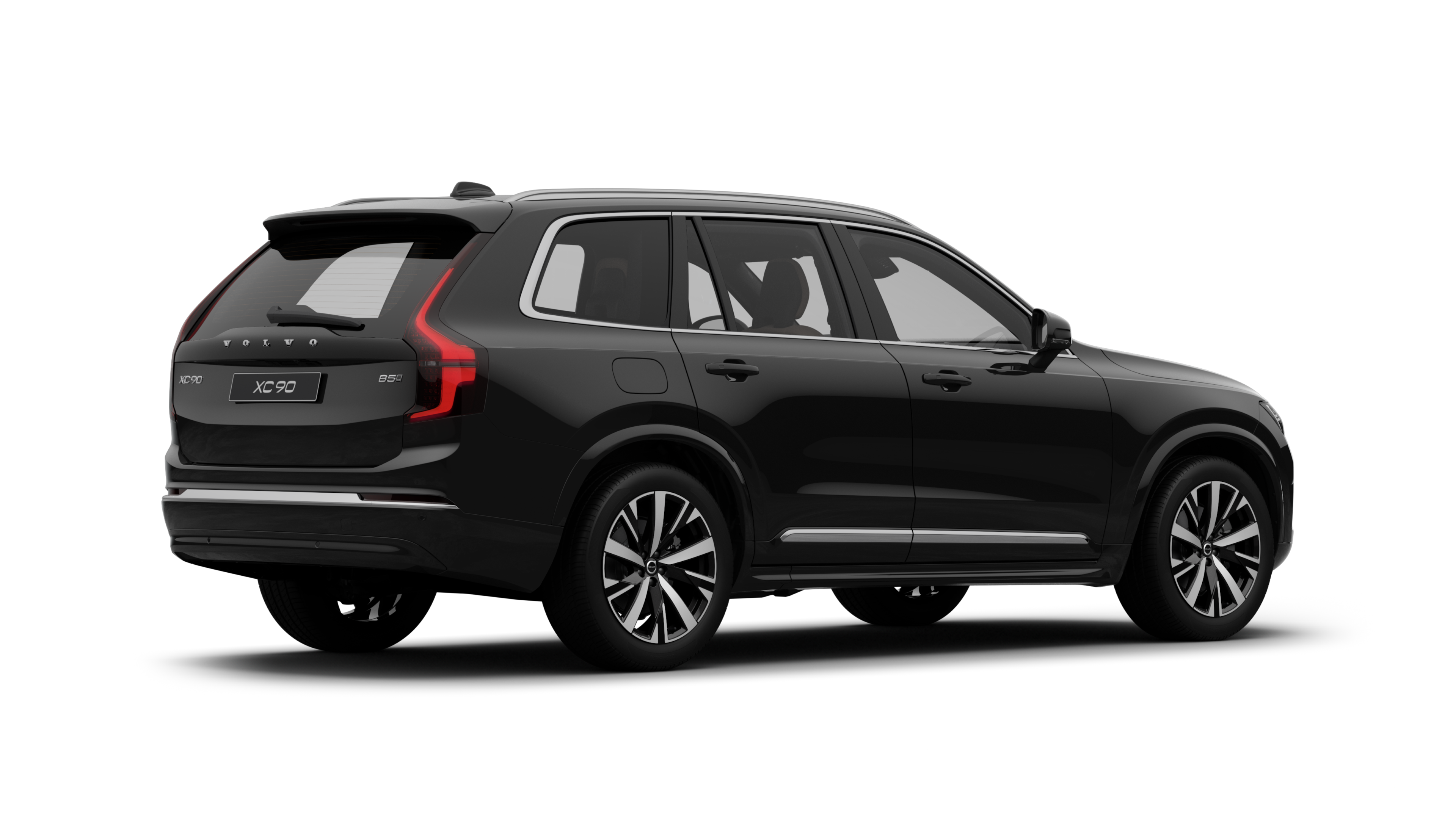 沃尔沃汽车后部四分之三视图，在普通工作室背景上。