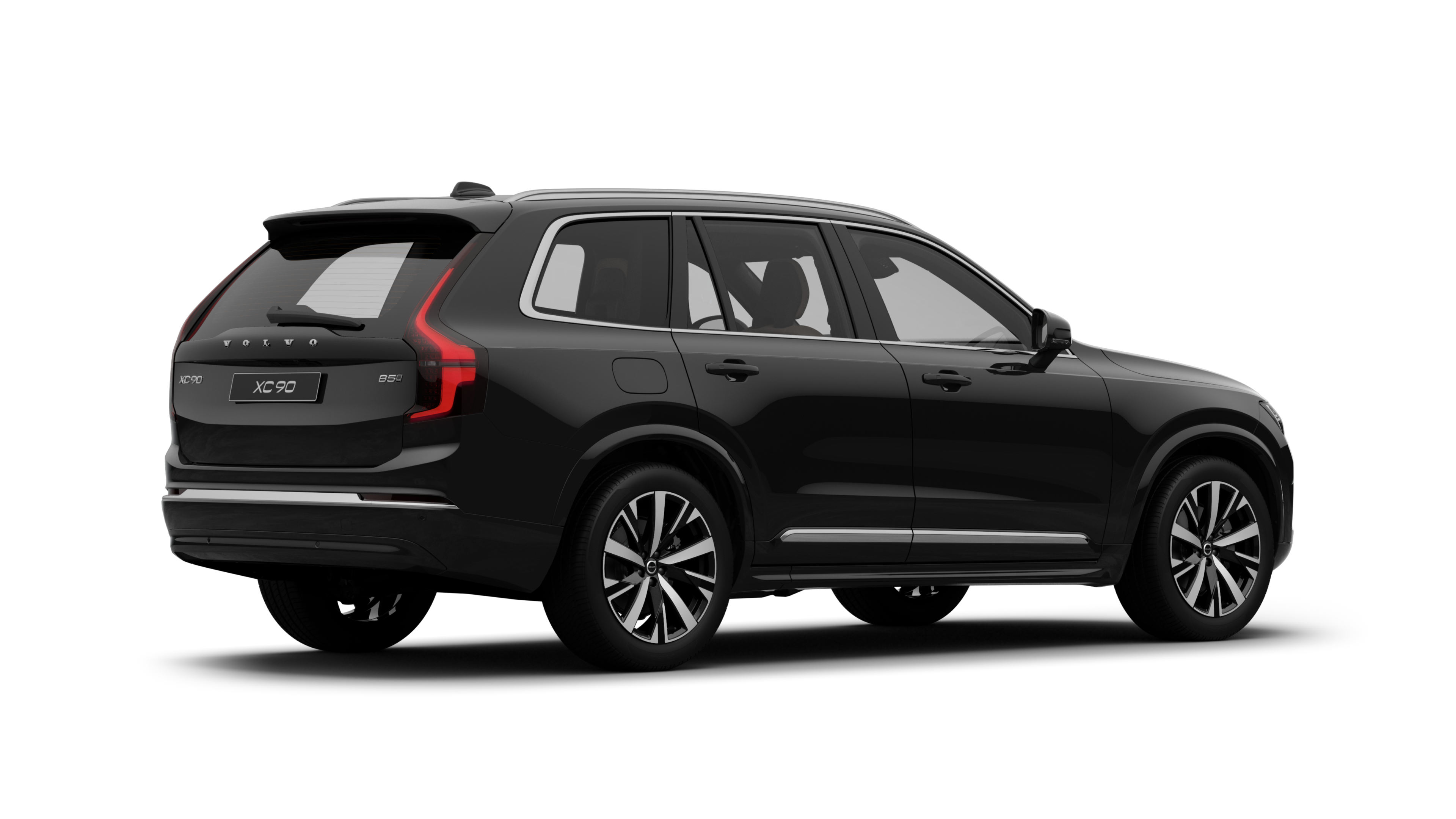 沃尔沃汽车后部四分之三视图，在普通工作室背景上。