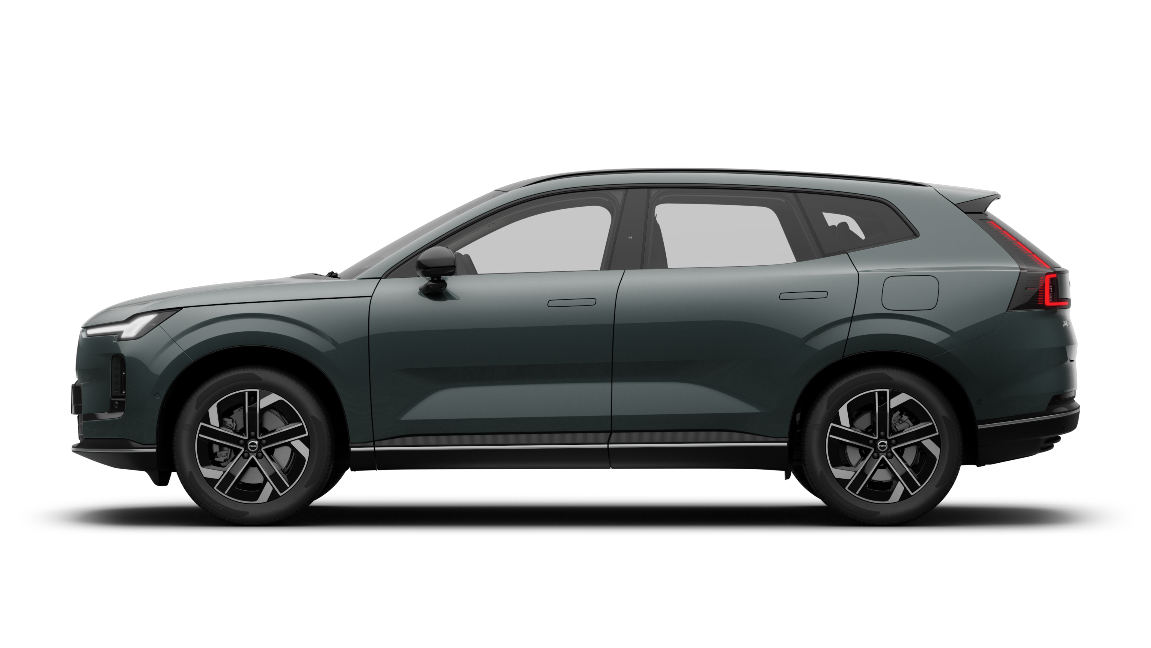 沃尔沃汽车在朴素的工作室背景下的侧视图。不存在其他详细信息或标识符。