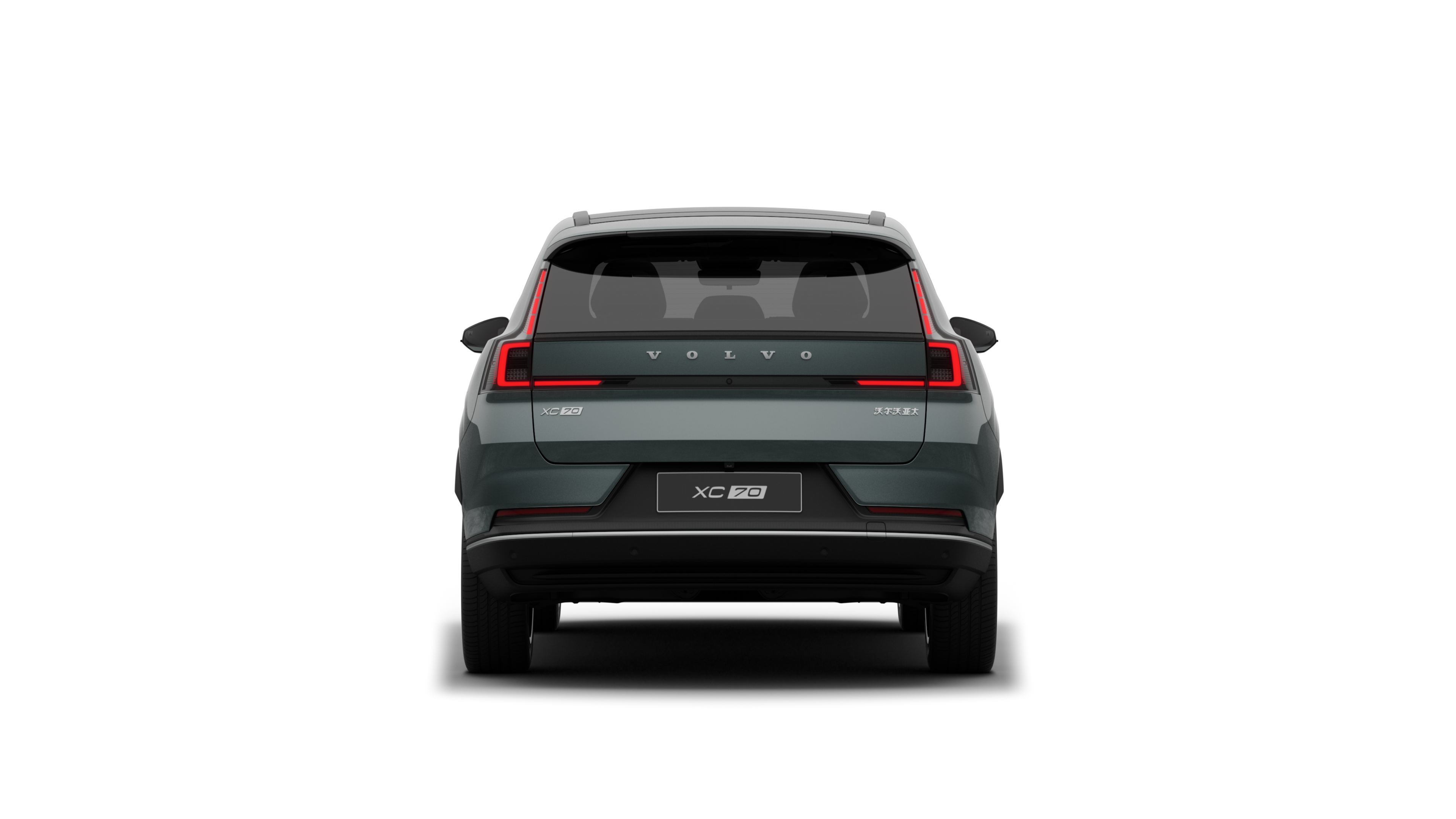 沃尔沃汽车后视图在朴素的工作室背景下。