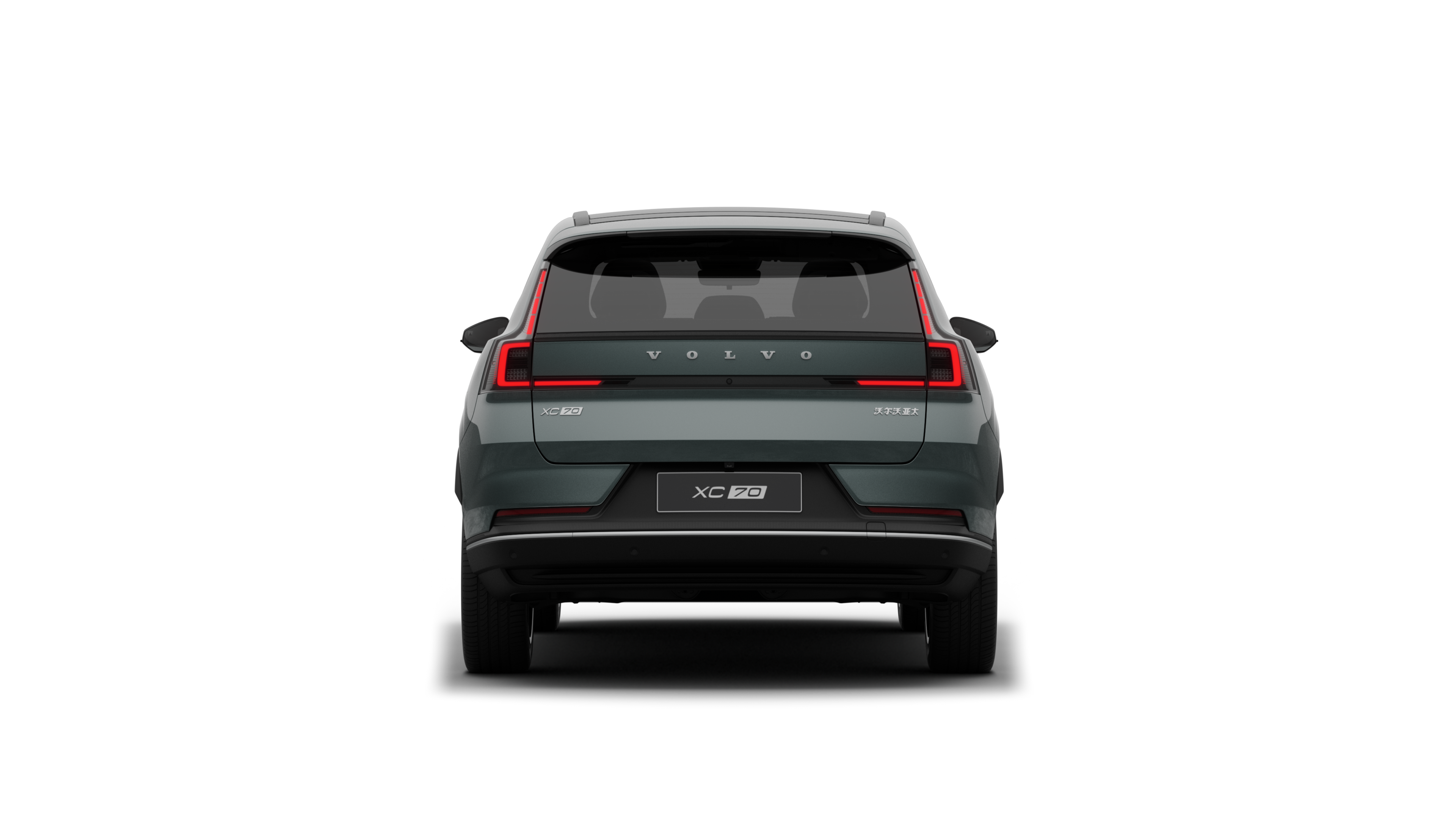 沃尔沃汽车后视图在朴素的工作室背景下。