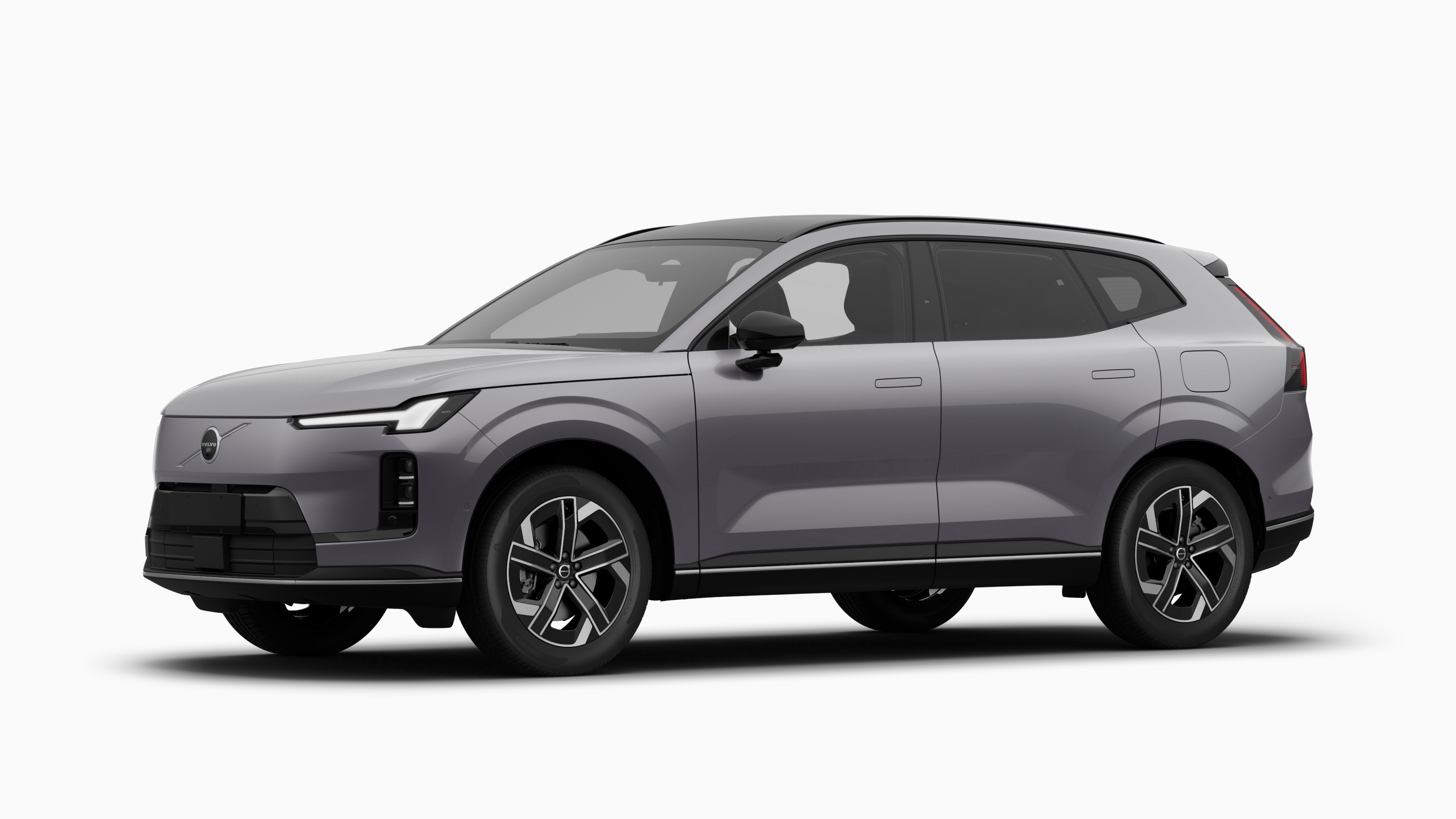 沃尔沃汽车外观四分之三视图,朴素的工作室背景。