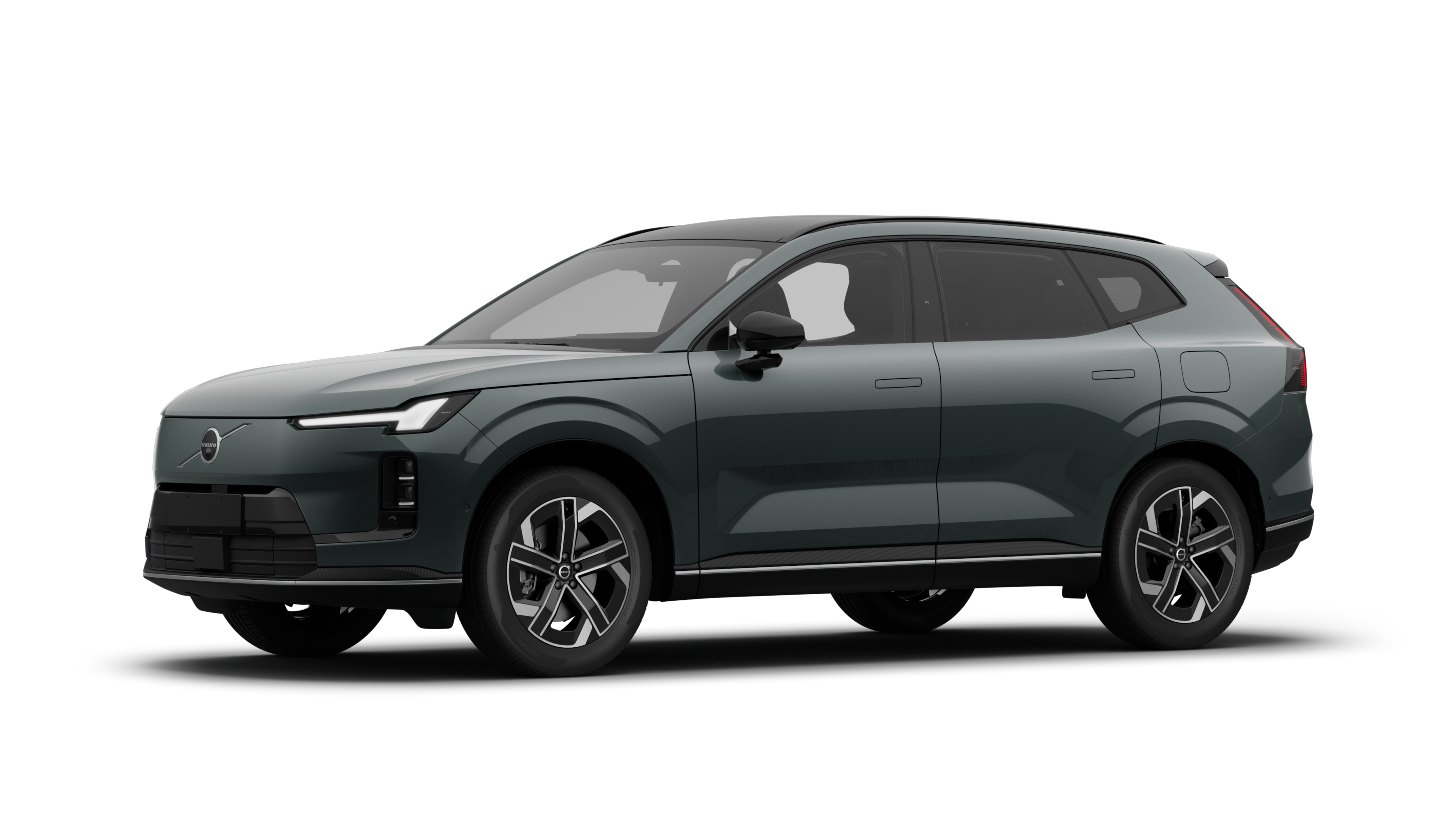 沃尔沃汽车外观四分之三视图，朴素的工作室背景。