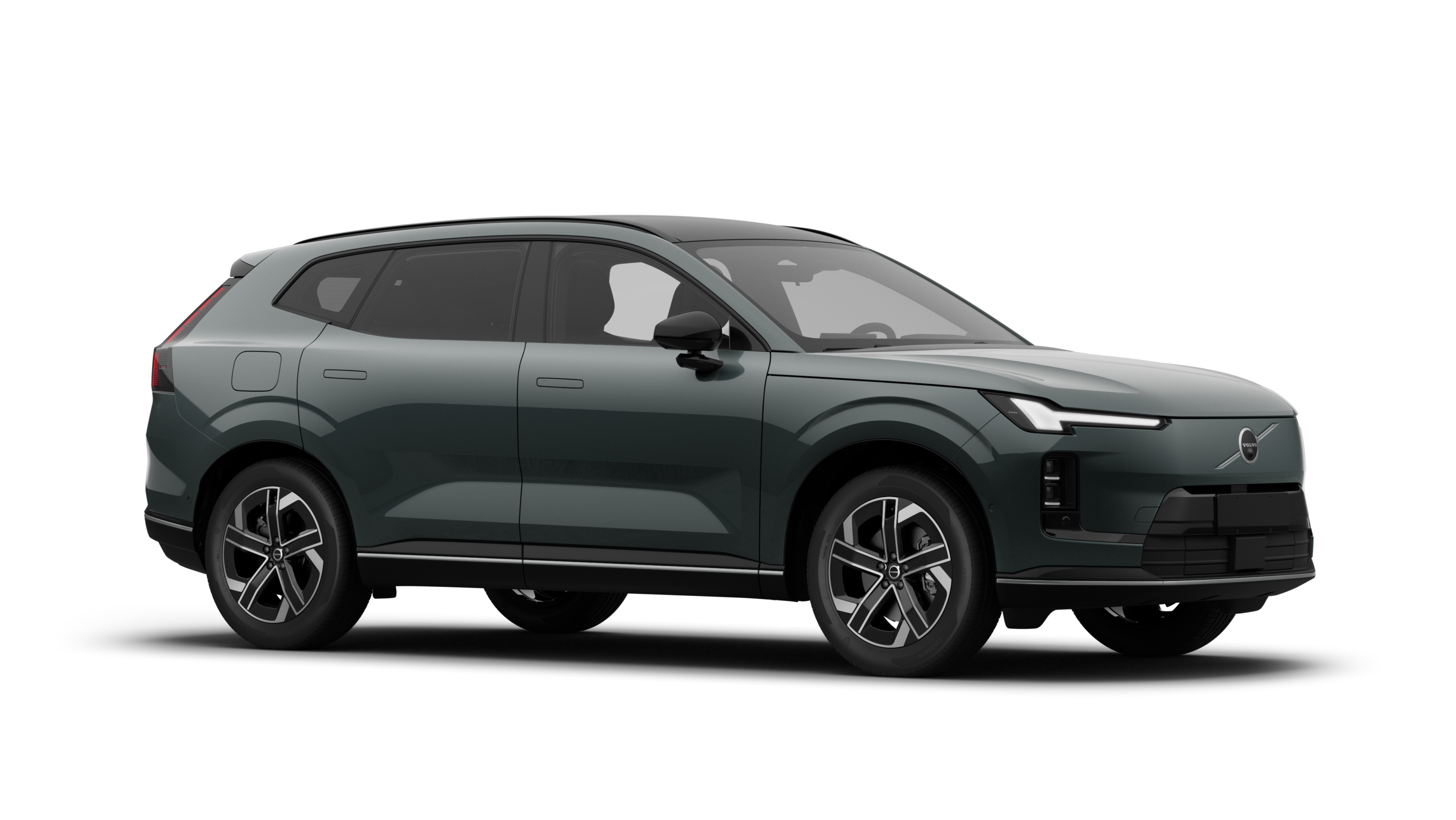 沃尔沃汽车外观，四分之三的视图，在朴素的工作室背景中。