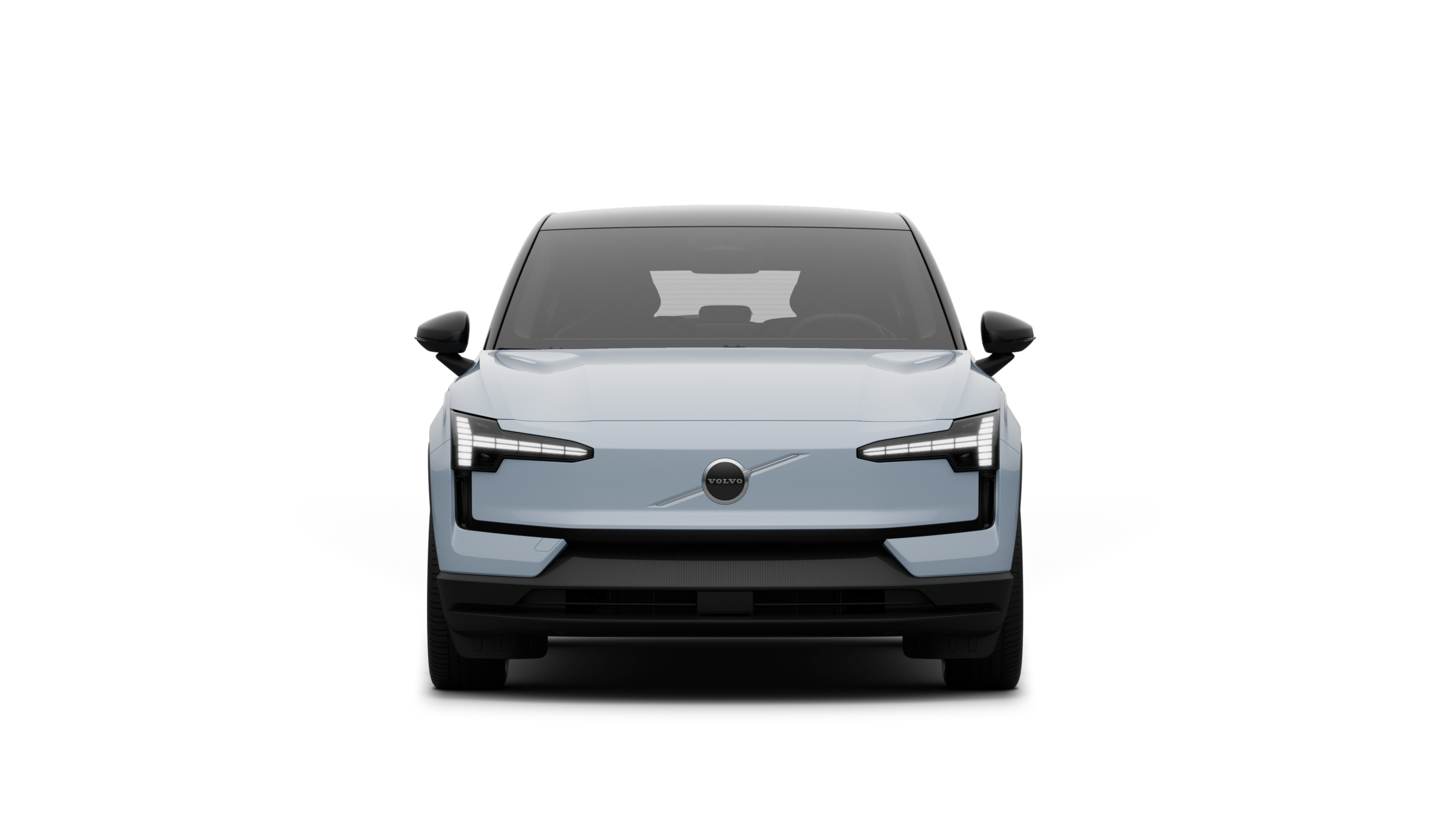 沃尔沃汽车在普通工作室背景中的前视图。