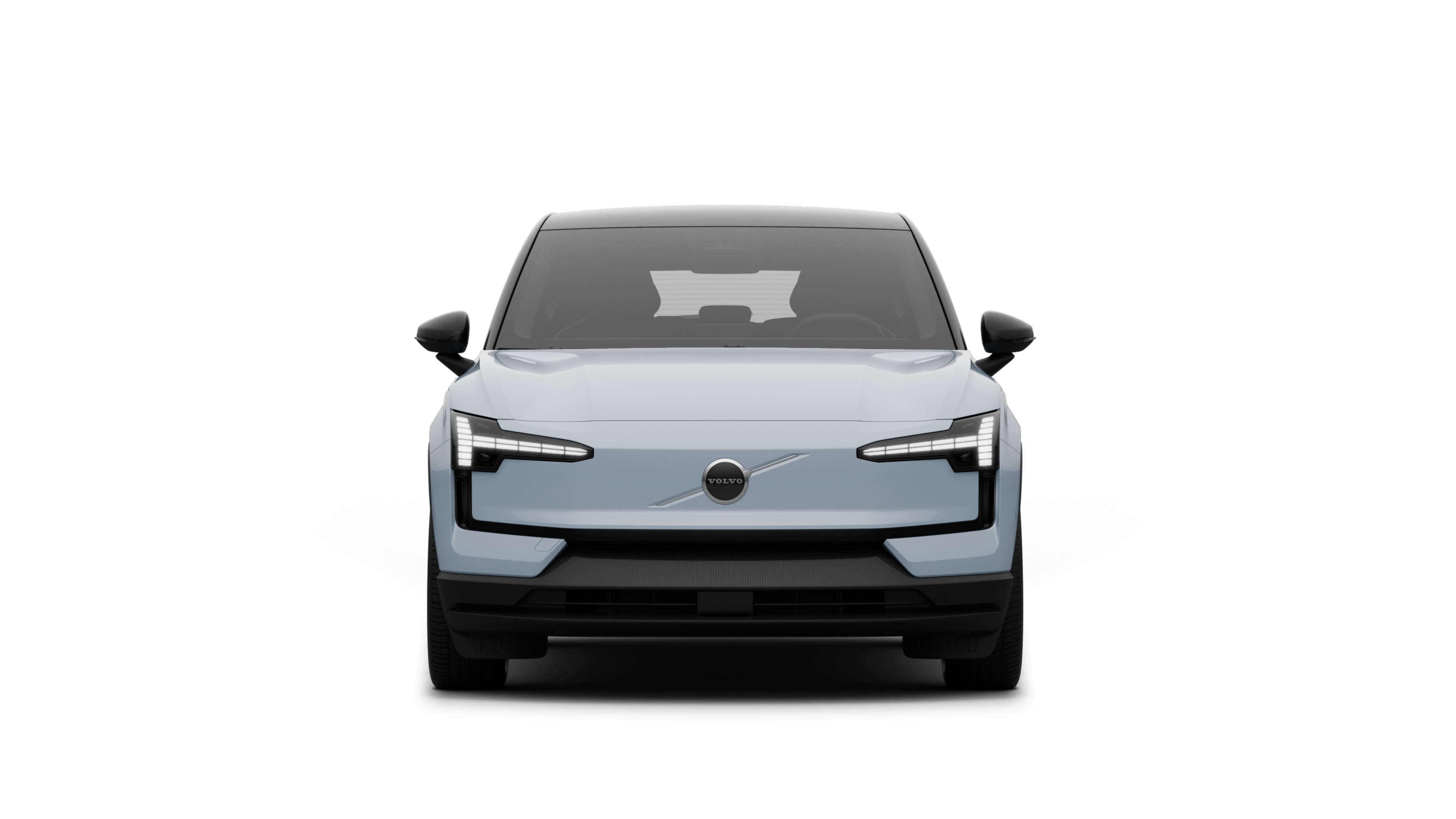 沃尔沃汽车在普通工作室背景中的前视图。