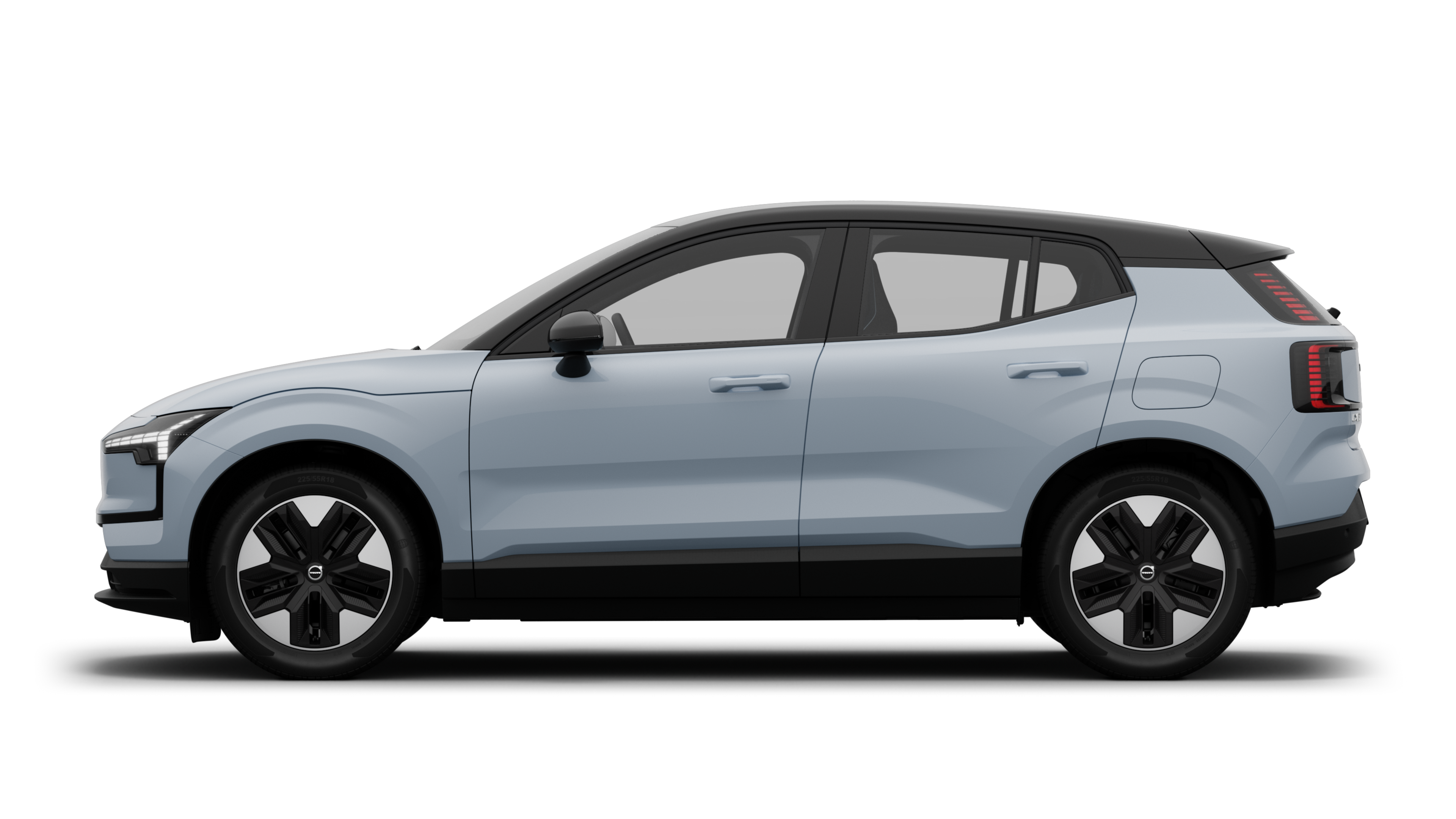 沃尔沃汽车在朴素的工作室背景下的侧视图。不存在其他详细信息或标识符。