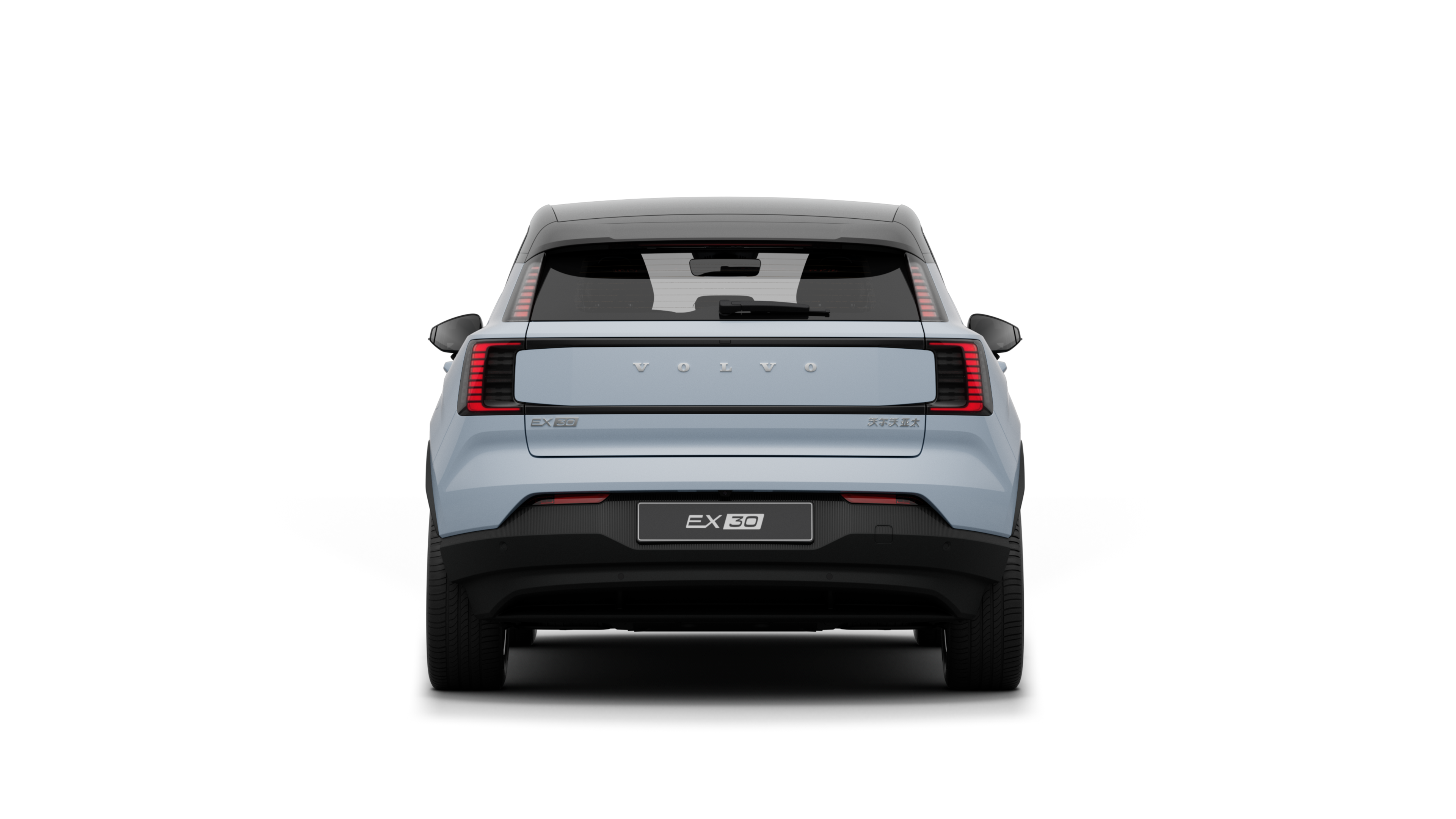 沃尔沃汽车后视图在朴素的工作室背景下。