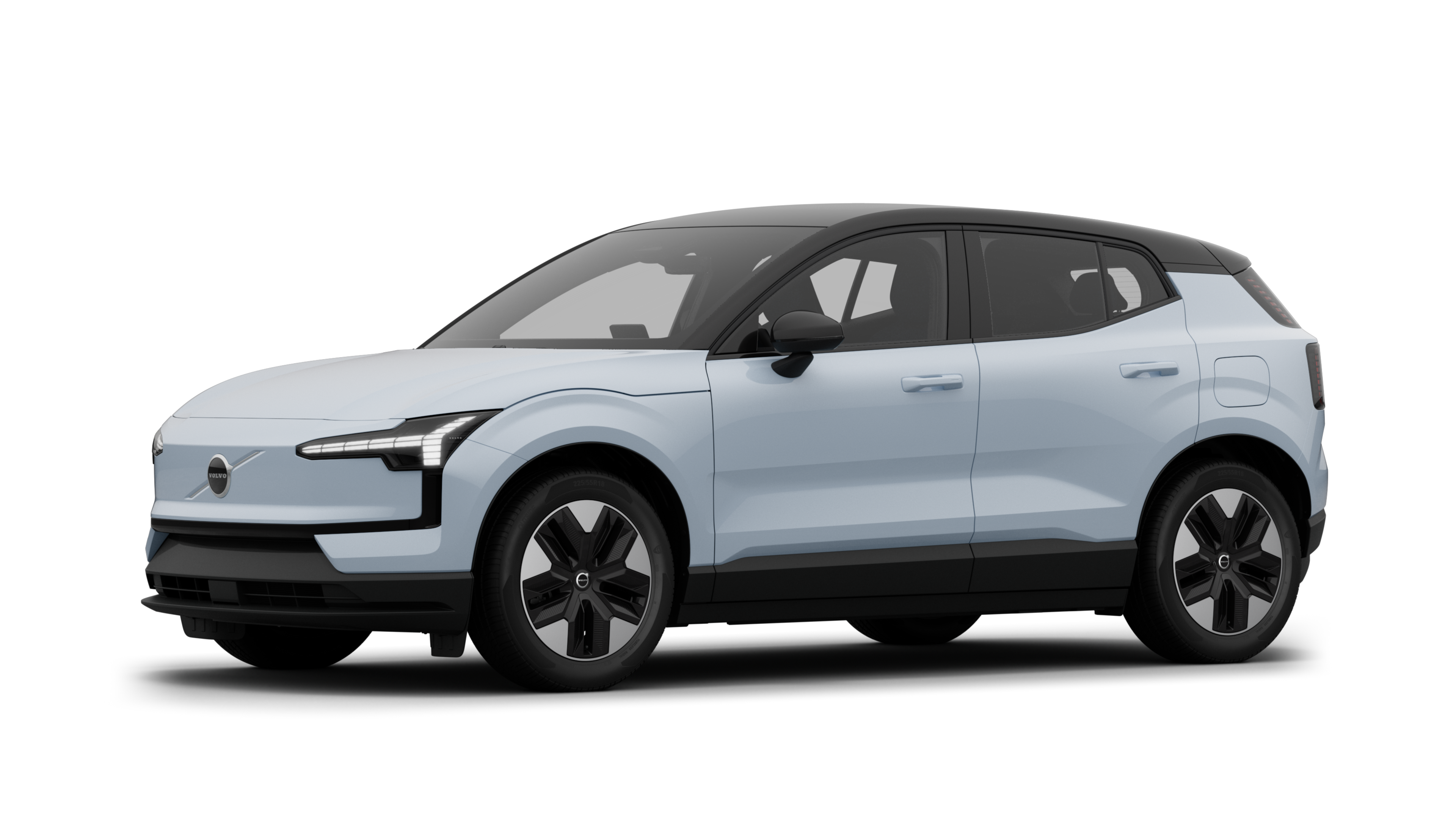 沃尔沃汽车外观四分之三视图，朴素的工作室背景。