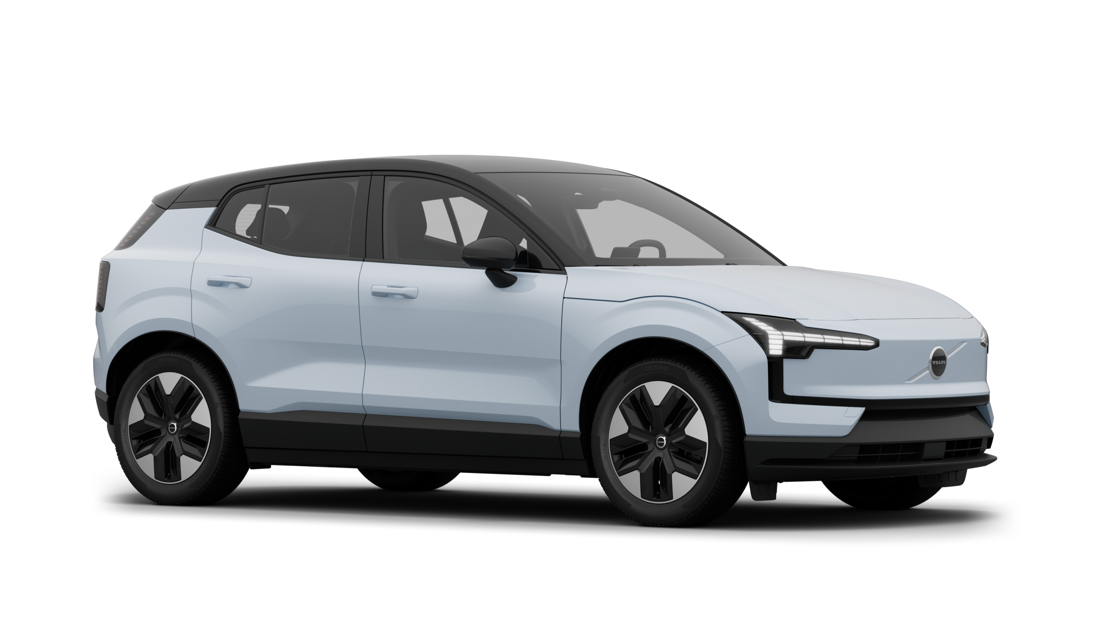 沃尔沃汽车外观，四分之三的视图，在朴素的工作室背景中。