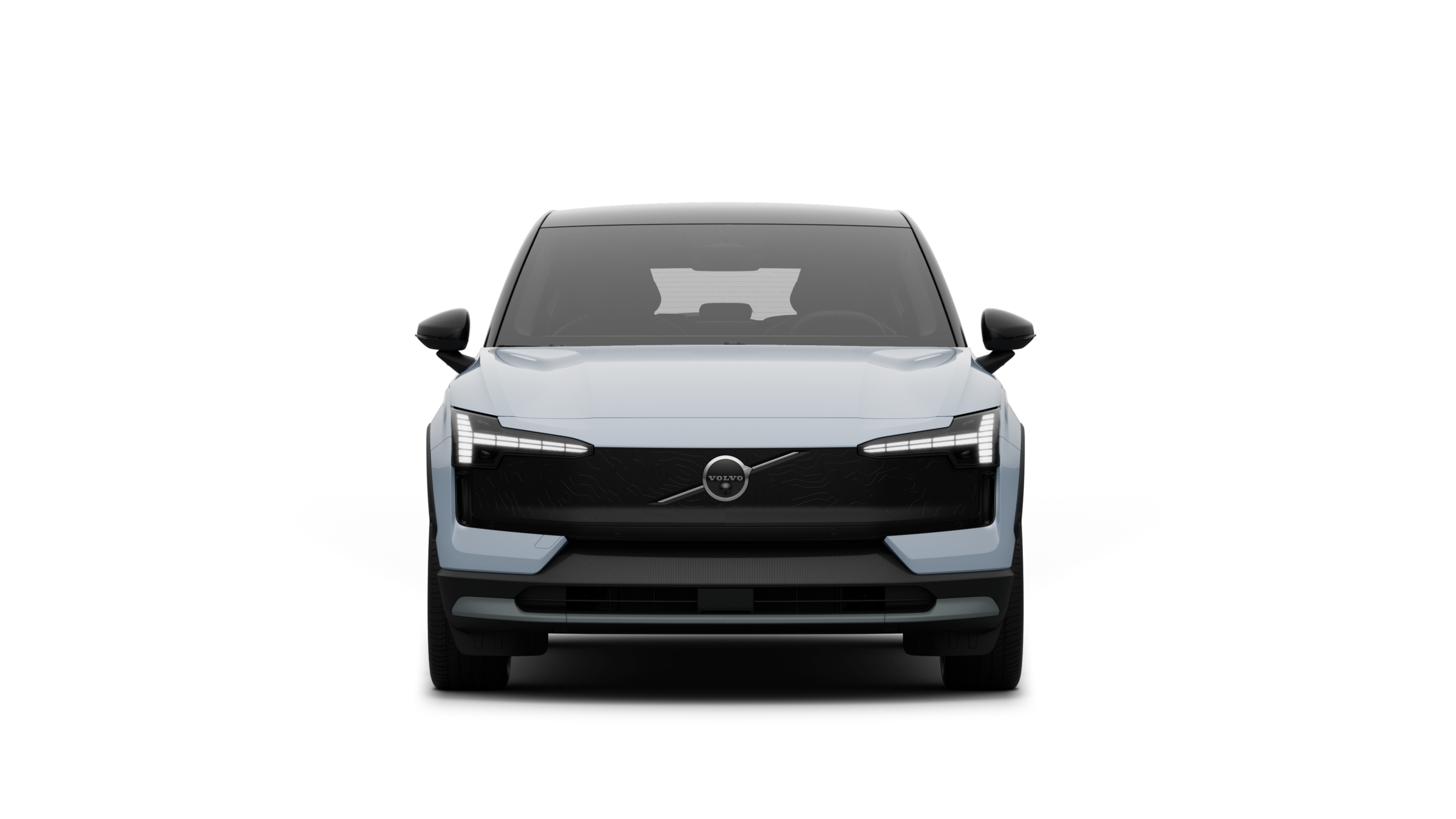 沃尔沃汽车在普通工作室背景中的前视图。