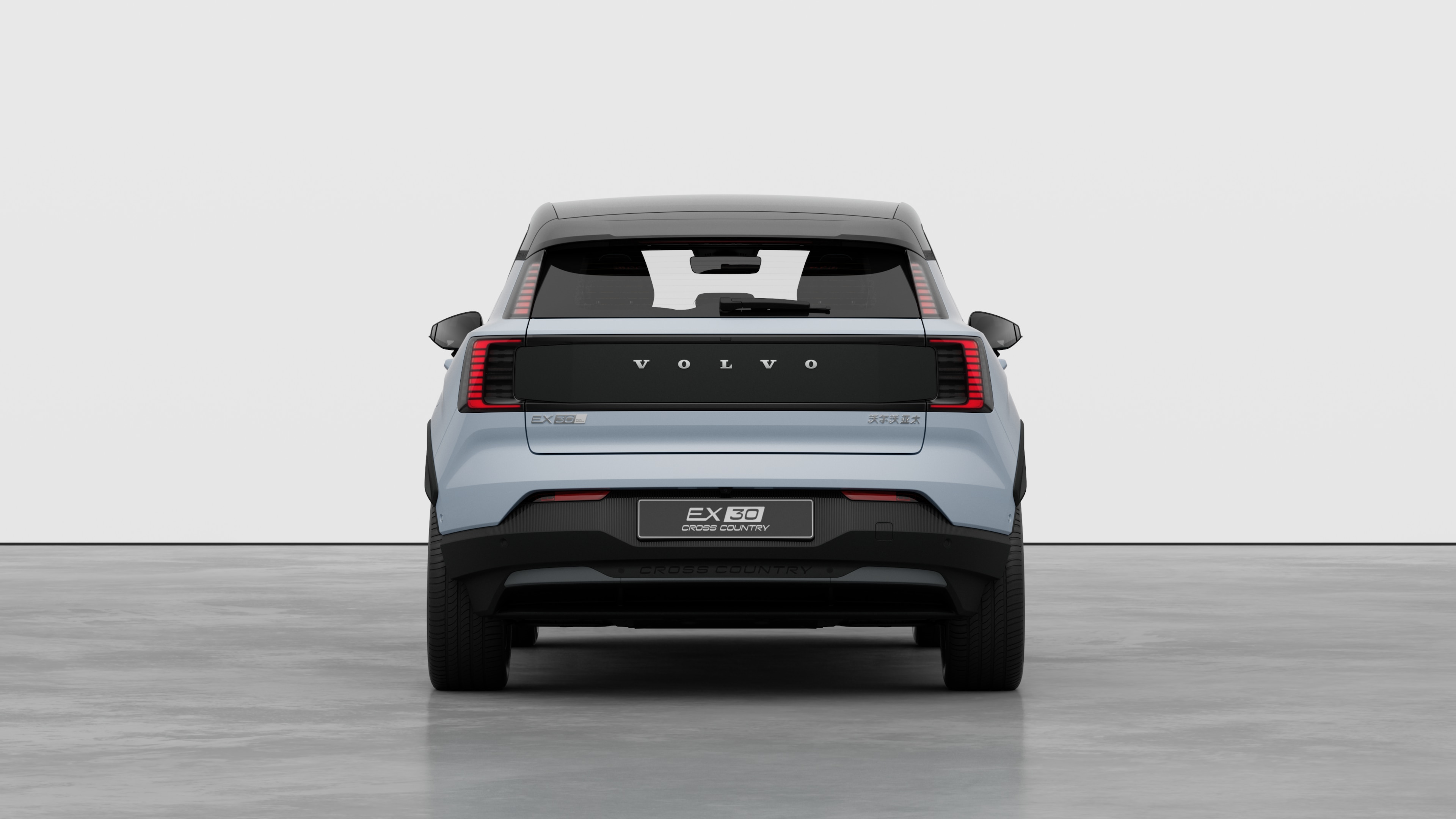 沃尔沃汽车后视图在朴素的工作室背景下。