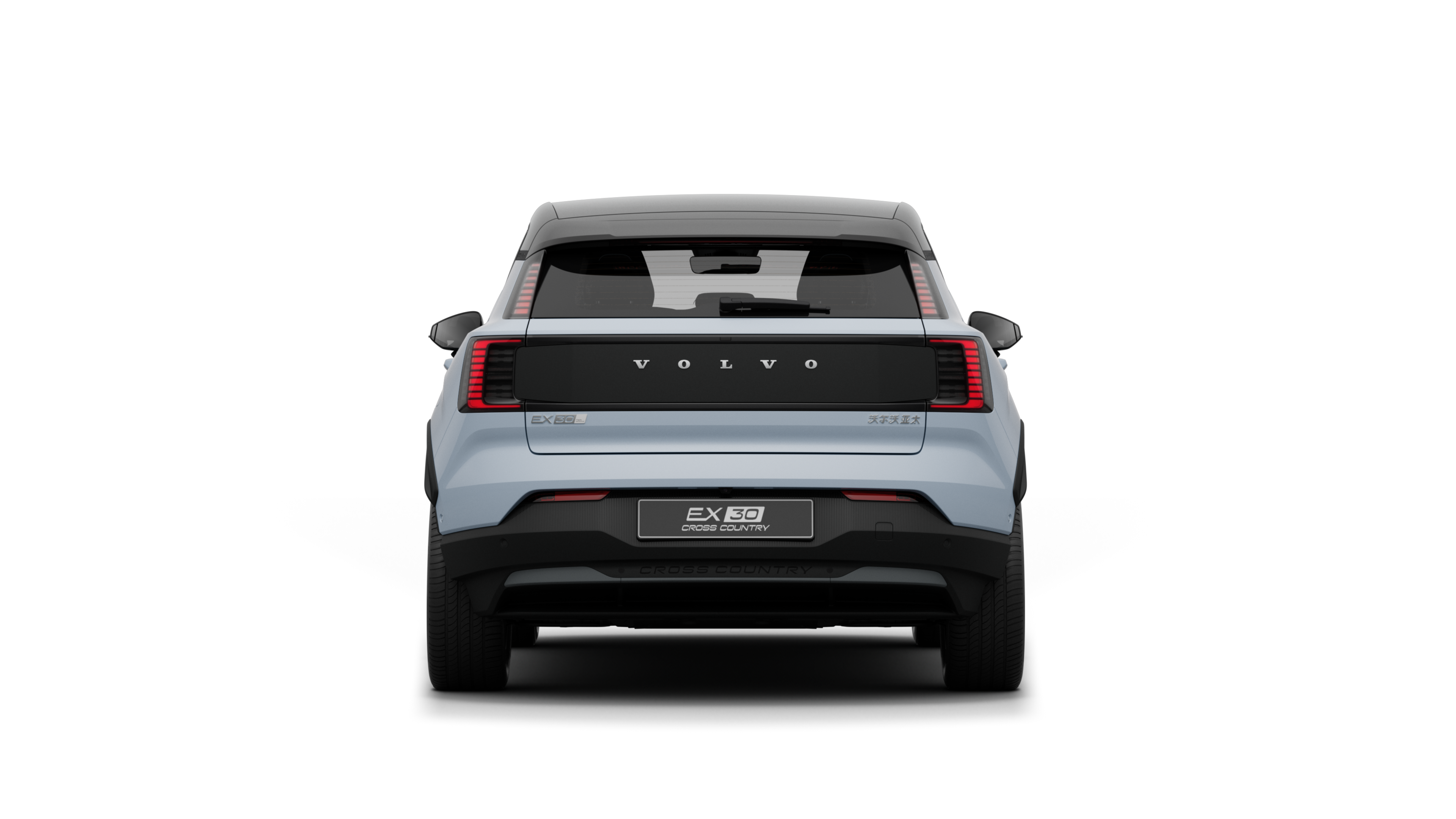 沃尔沃汽车后视图在朴素的工作室背景下。