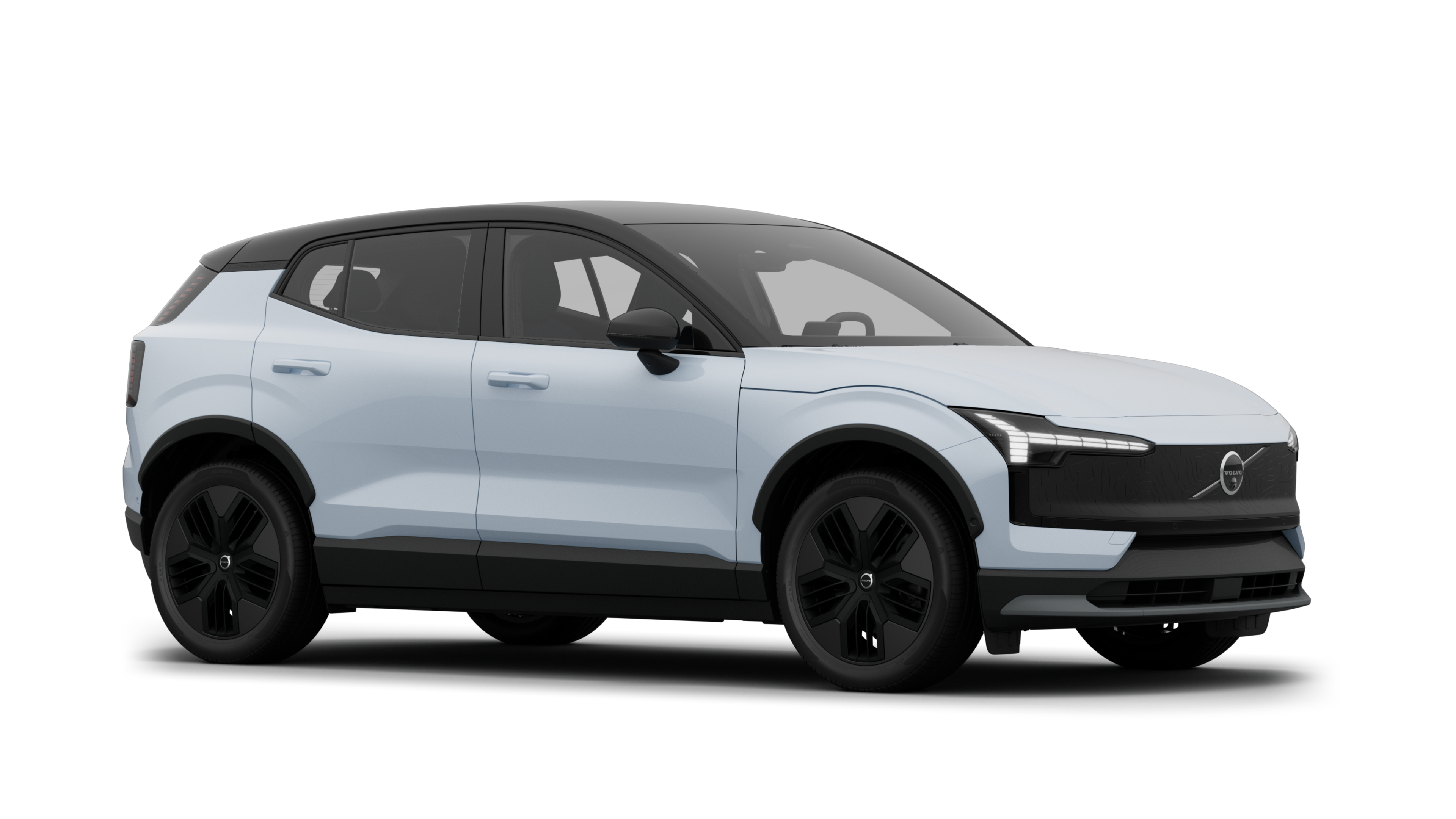 沃尔沃汽车外观，四分之三的视图，在朴素的工作室背景中。