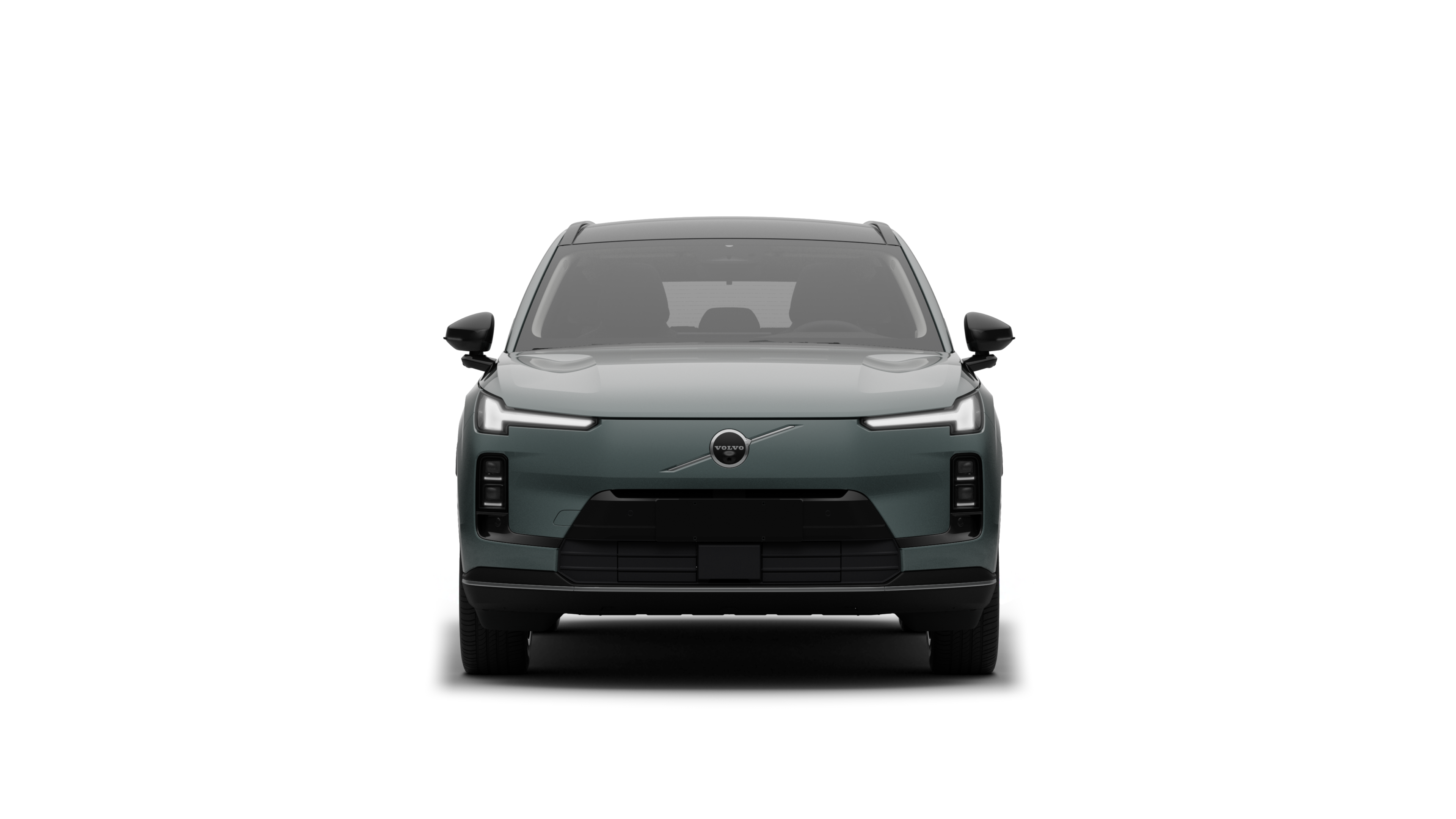 沃尔沃汽车在普通工作室背景中的前视图。