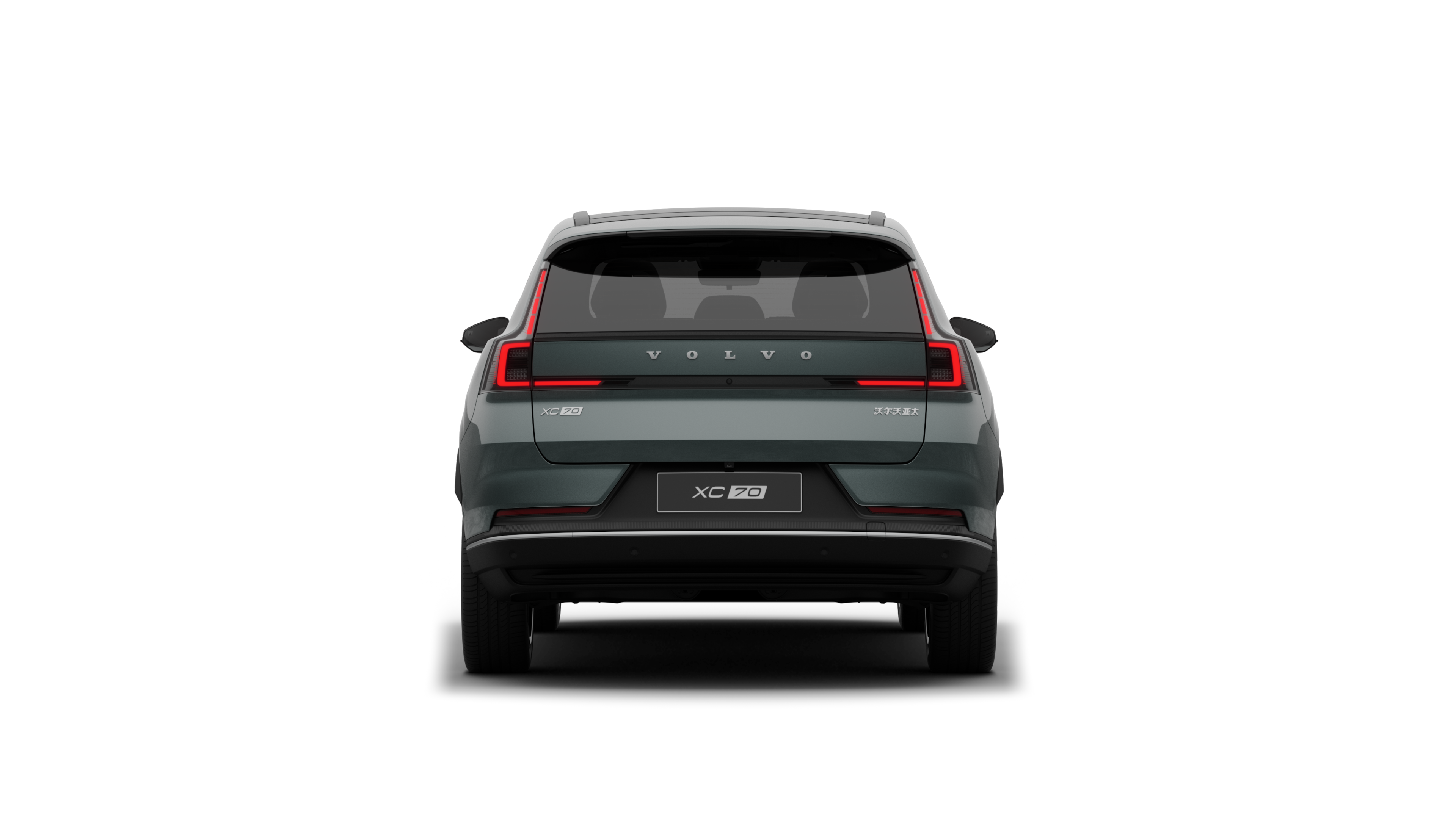 沃尔沃汽车后视图在朴素的工作室背景下。